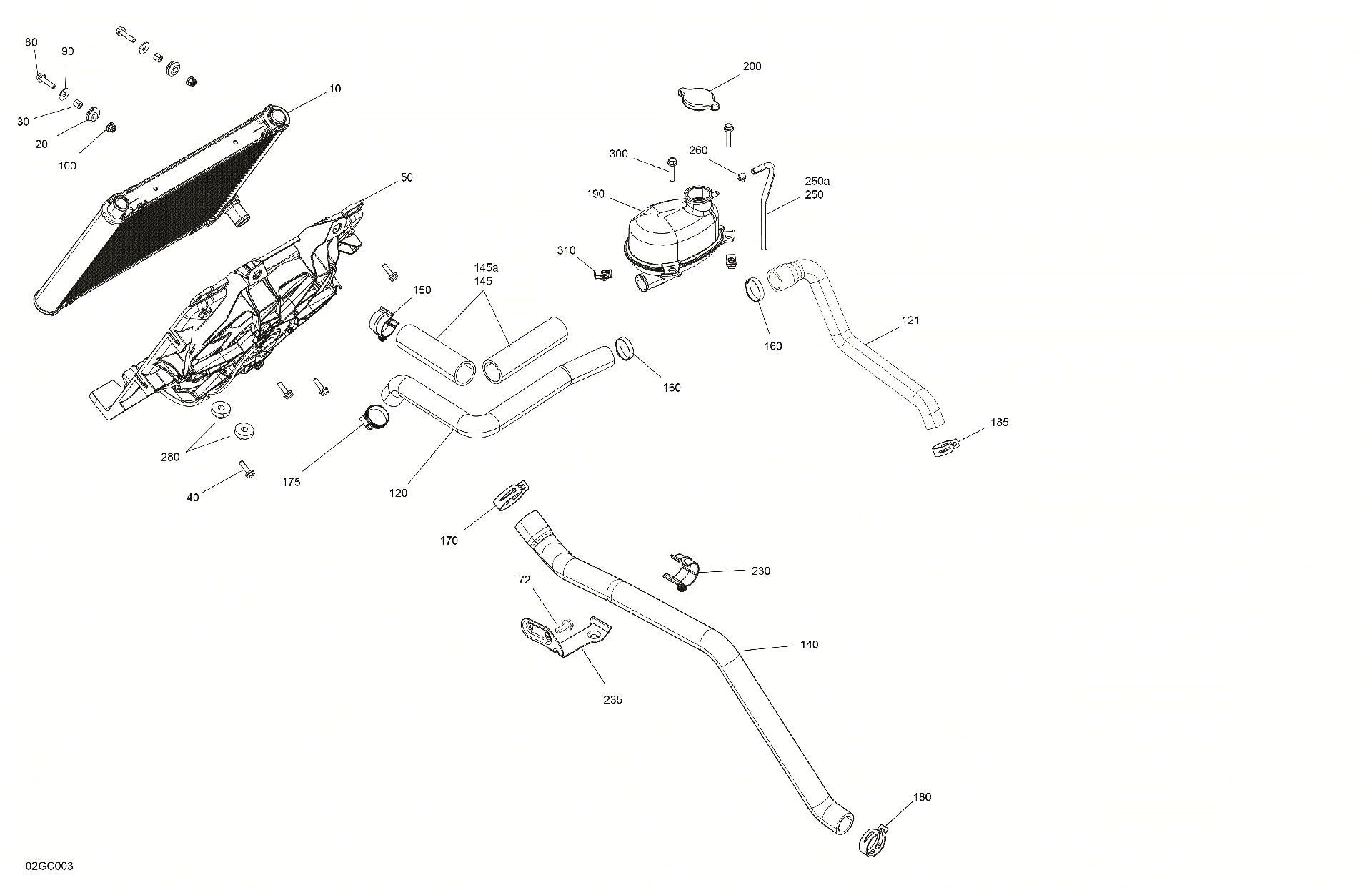 An Image of a Genuine Can-Am Parts Schematic Diagram showing the schematic - ENGINE - COOLING