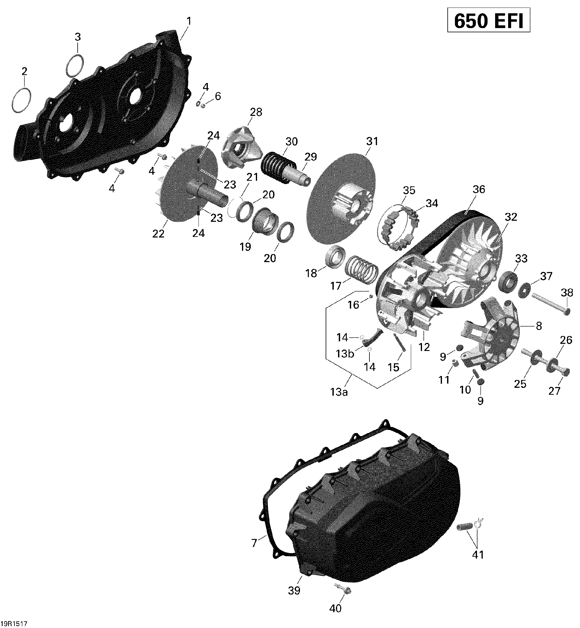 An Image of a Genuine Can-Am Parts Schematic Diagram showing the schematic - TRANSMISSION _19R1517