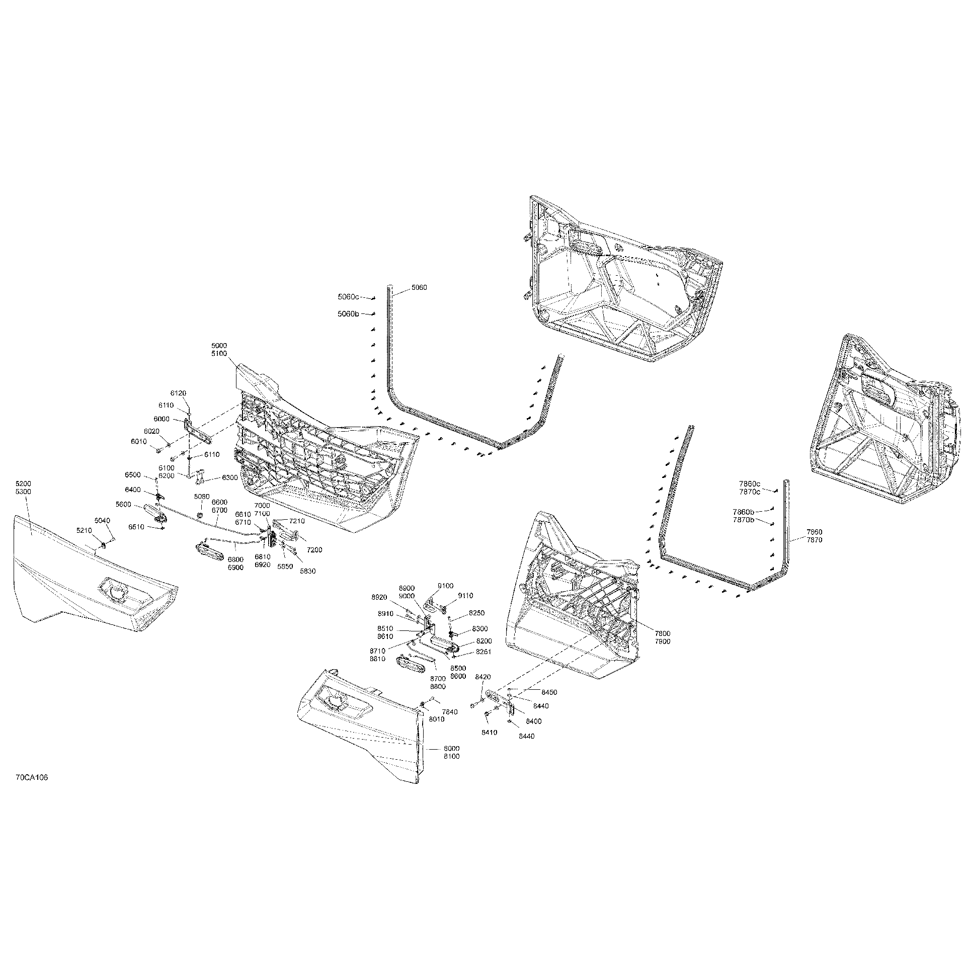An Image of a Genuine Can-Am Parts Schematic Diagram showing the schematic - BODY - DOORS
