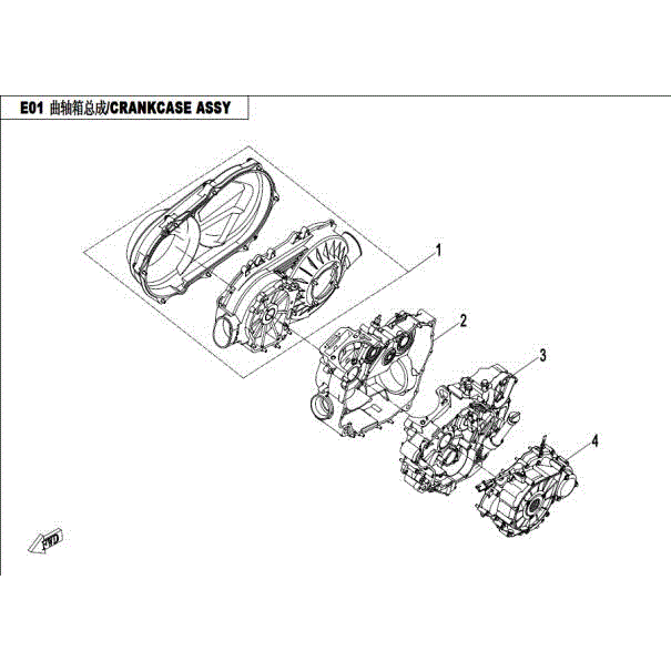 An Image of a Genuine CFMOTO Parts Schematic Diagram showing the schematic - CRANKCASE ASSY. - 2016 CFMOTO UFORCE 500
