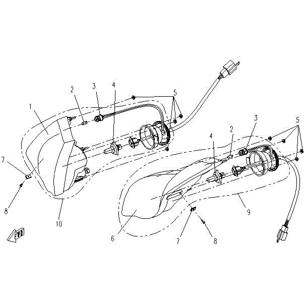 An Image of a genuine CFMOTO Parts Schematic Diagram showing the group - HEADLIGHT - 2015 CFMOTO CFORCE 500 SWB