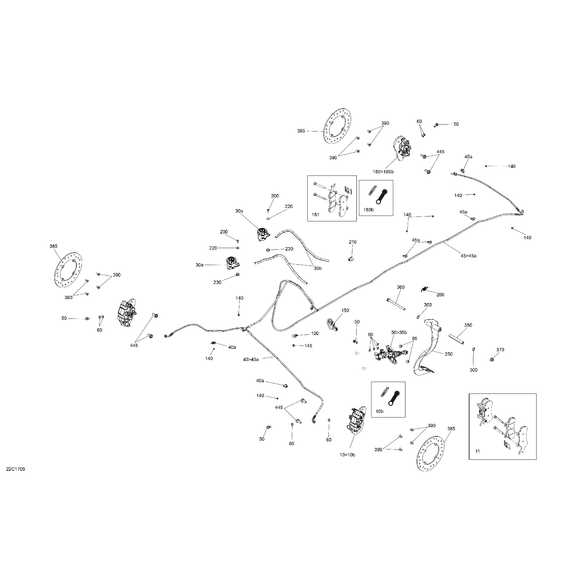 An Image of a Genuine Can-Am Parts Schematic Diagram showing the schematic - BRAKES