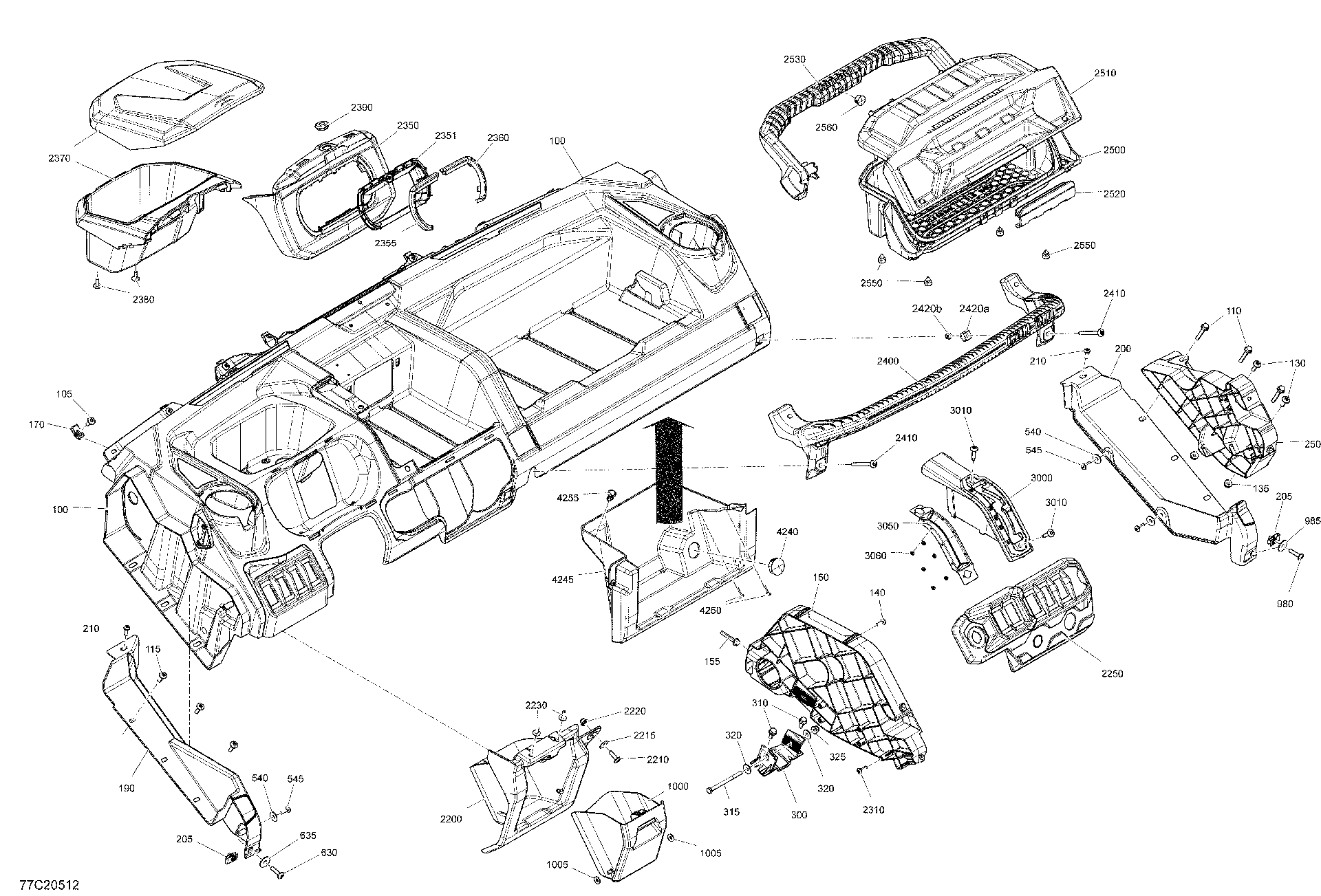 An Image of a Genuine Can-Am Parts Schematic Diagram showing the schematic - CAB INTERIOR - DASHBOARD