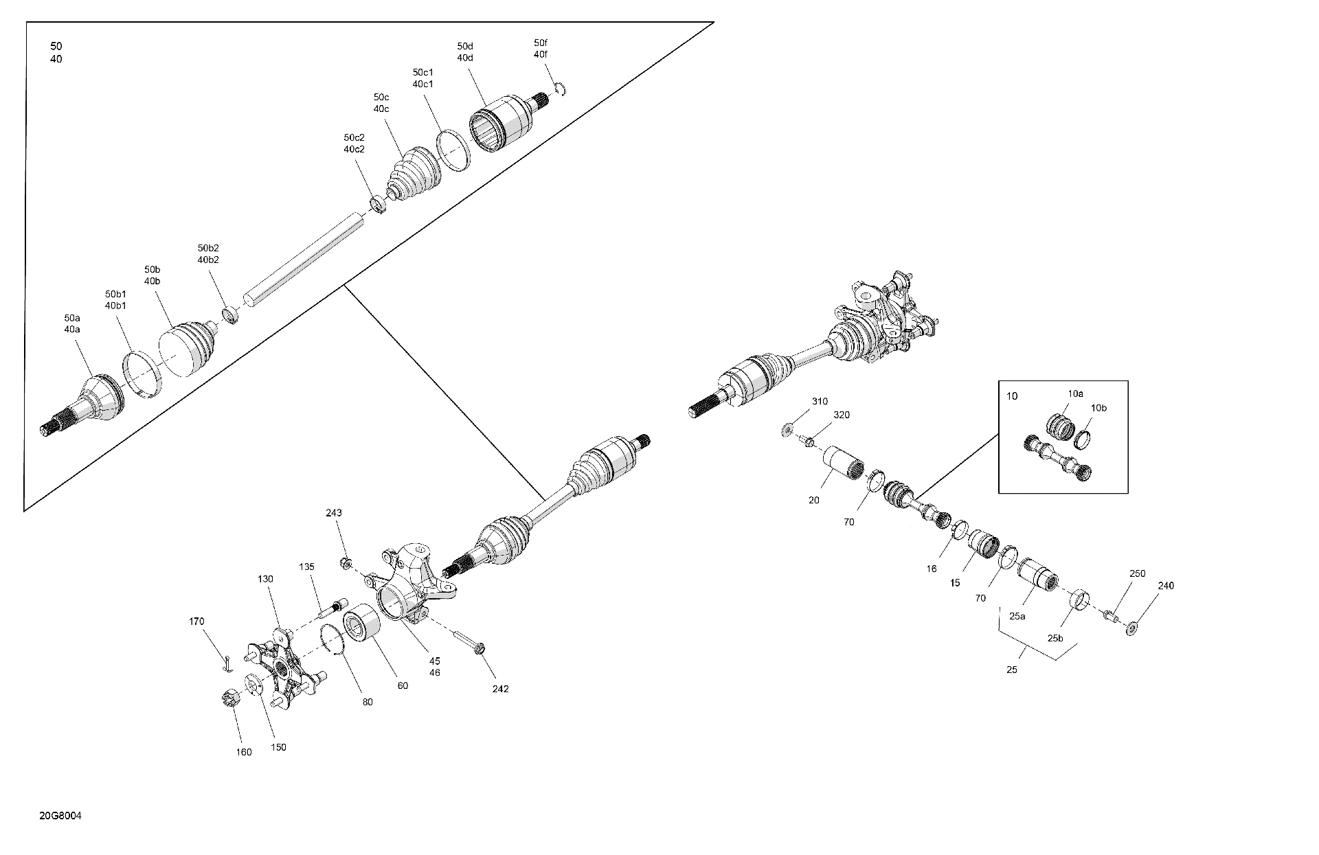 An Image of a Genuine Can-Am Parts Schematic Diagram showing the schematic - DRIVE - FRONT - COMMON PARTS