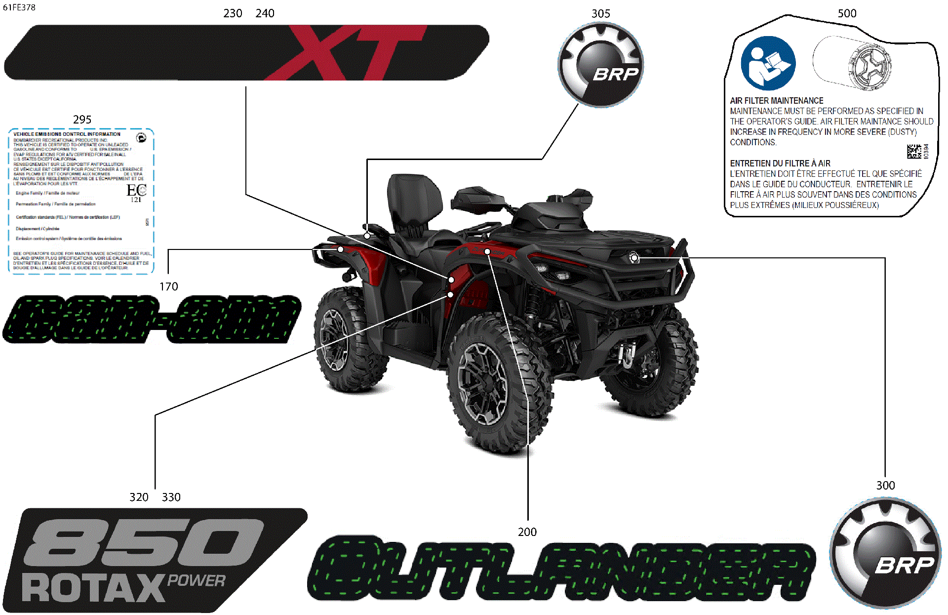 An Image of a Genuine Can-Am Parts Schematic Diagram showing the schematic - BODY - FEATURE DECALS