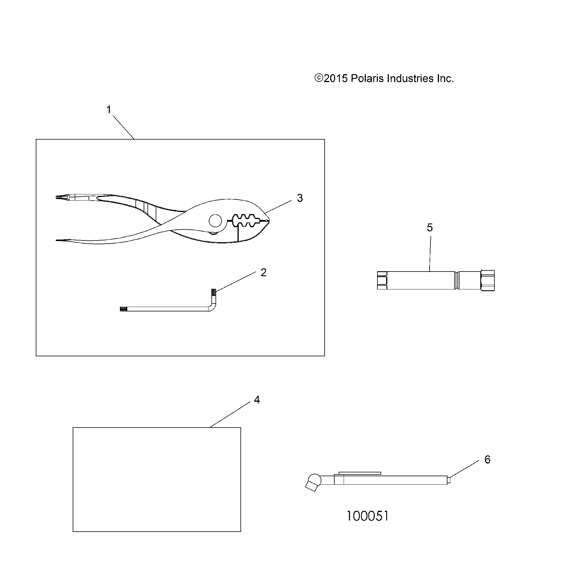 An Image of a Genuine Polaris Parts Schematic Diagram showing the schematic - REFERENCE: TOOL KIT and OWNERS MANUAL (BUILT 11/1/14 AND AFTER) - 2015 POLARIS SPORTSMAN 570 EFI X2 EPS