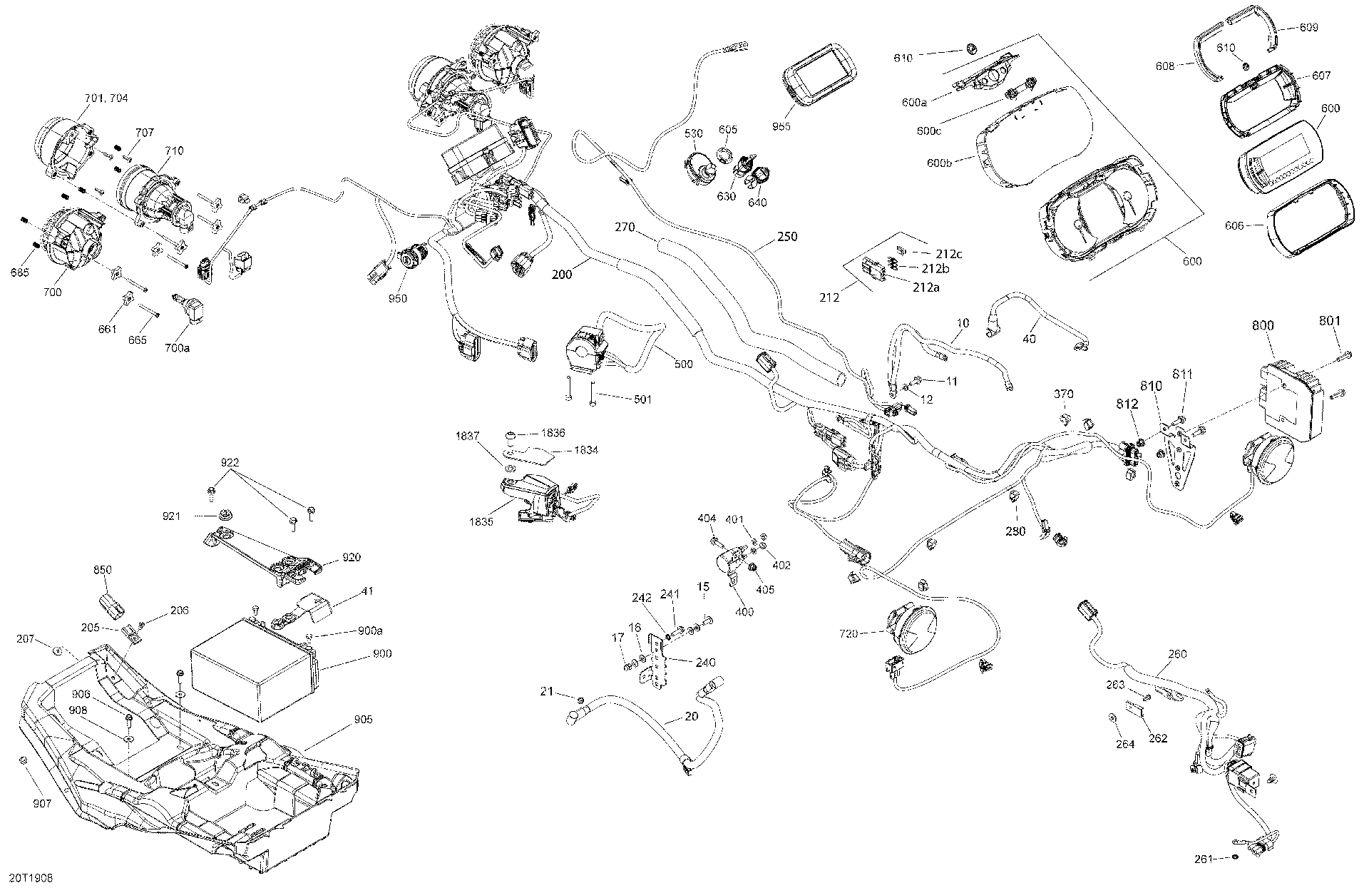 An Image of a Genuine Can-Am Parts Schematic Diagram showing the schematic - ELECTRICAL - 1000R EFI - PACKAGES XT XTP X MR LTD HUNTING EDITION - WITH WINCH