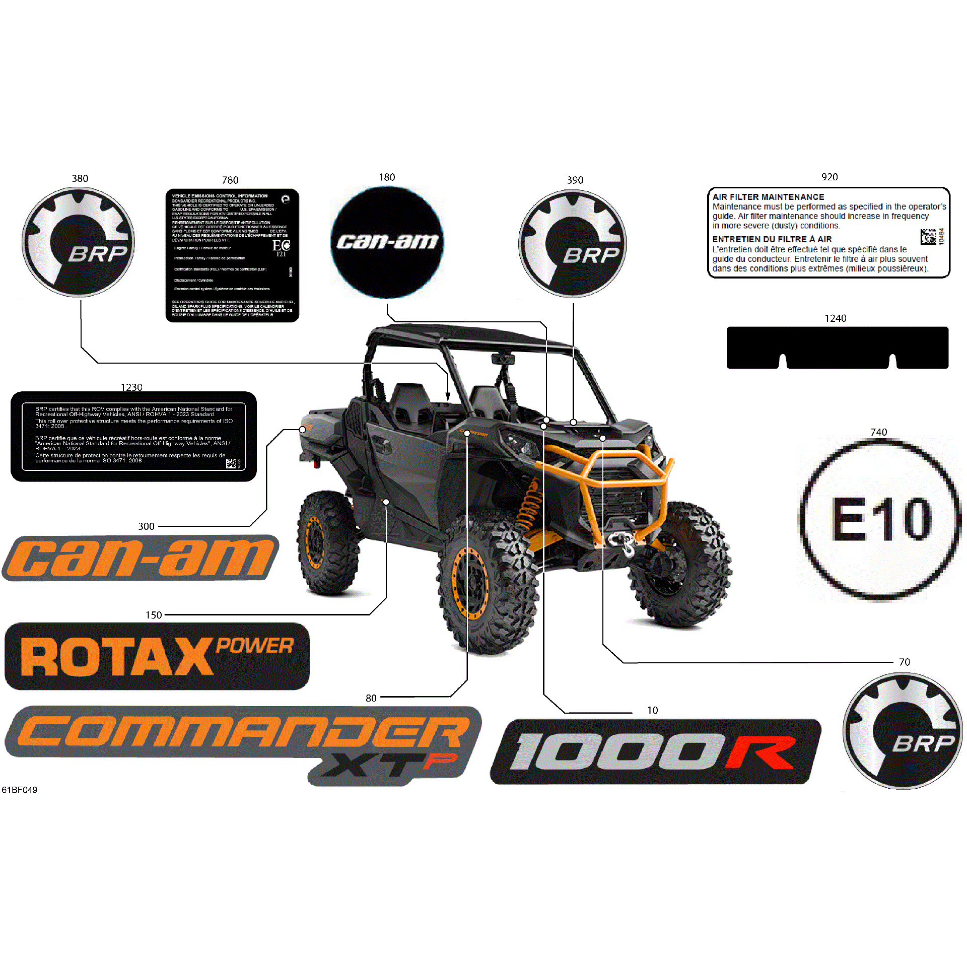 An Image of a Genuine Can-Am Parts Schematic Diagram showing the schematic - BODY - DECALS