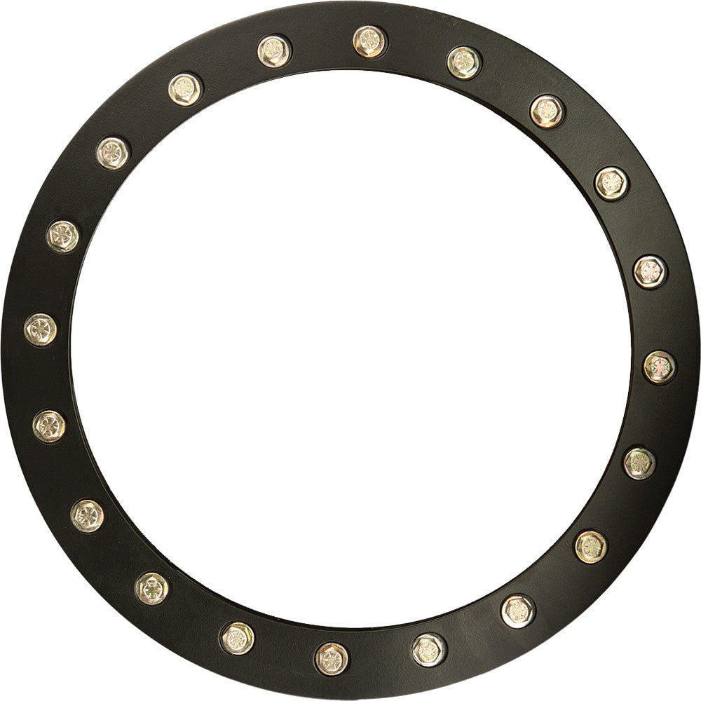 The ATV / UTV Beadlock Replacement Ring 15inch Black Mamba by Raceline is a black circular ring with evenly spaced small lights around its edge, shown against a white background.