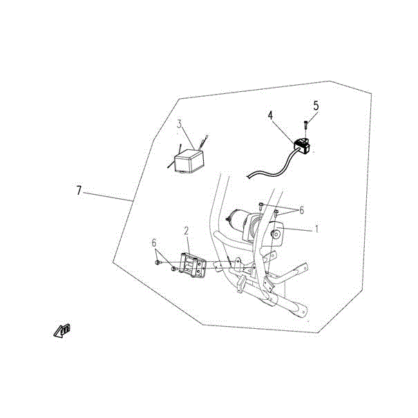 An Image of a genuine CFMOTO Parts Schematic Diagram showing the group - WINCH - 2016 CFMOTO CFORCE 500 SWB