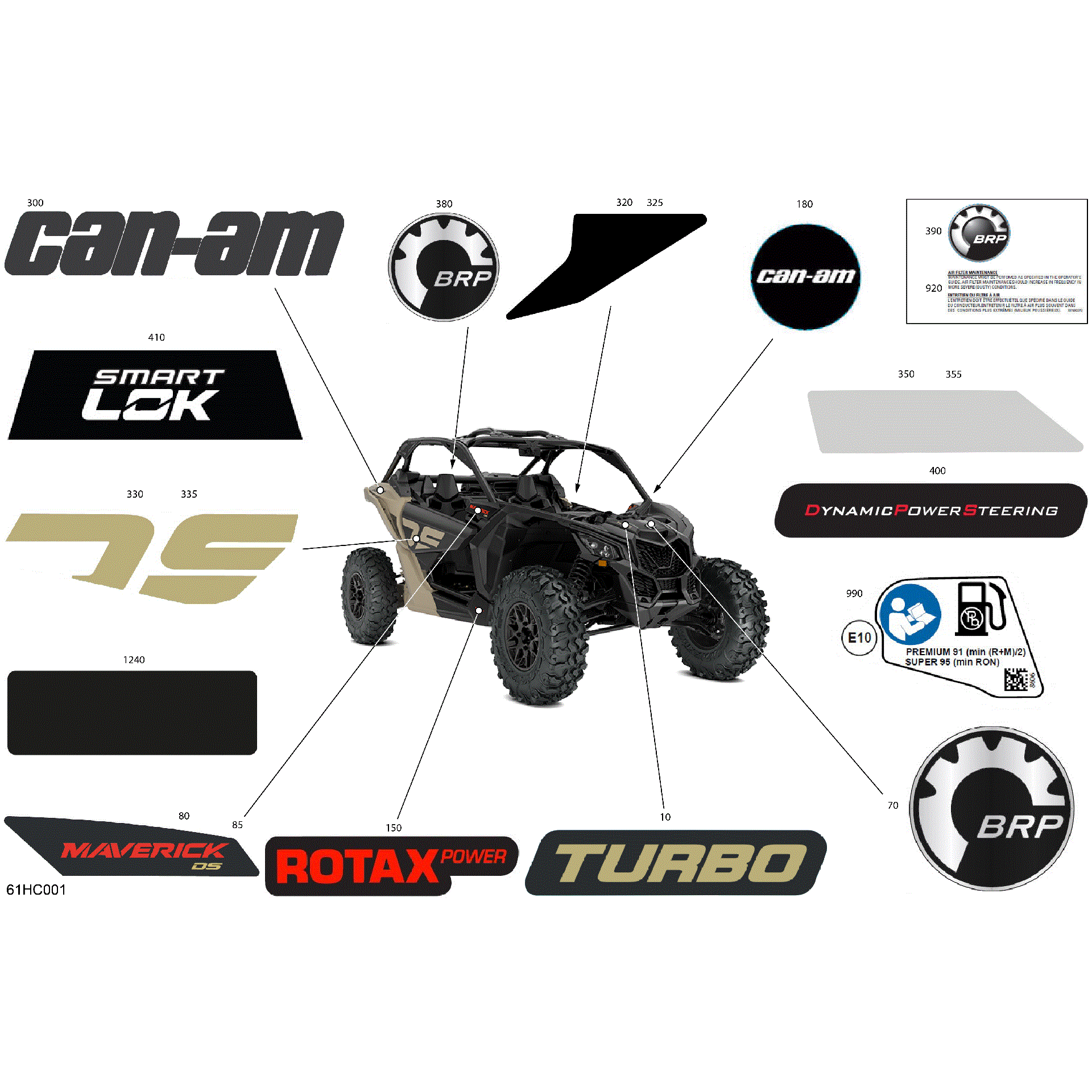 An Image of a Genuine Can-Am Parts Schematic Diagram showing the schematic - BODY - DECALS
