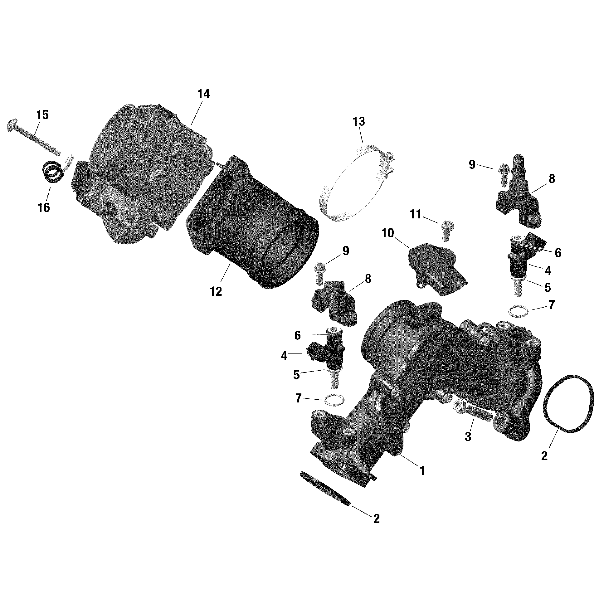 An Image of a Genuine Can-Am Parts Schematic Diagram showing the schematic - ROTAX - AIR INTAKE MANIFOLD AND THROTTLE BODY