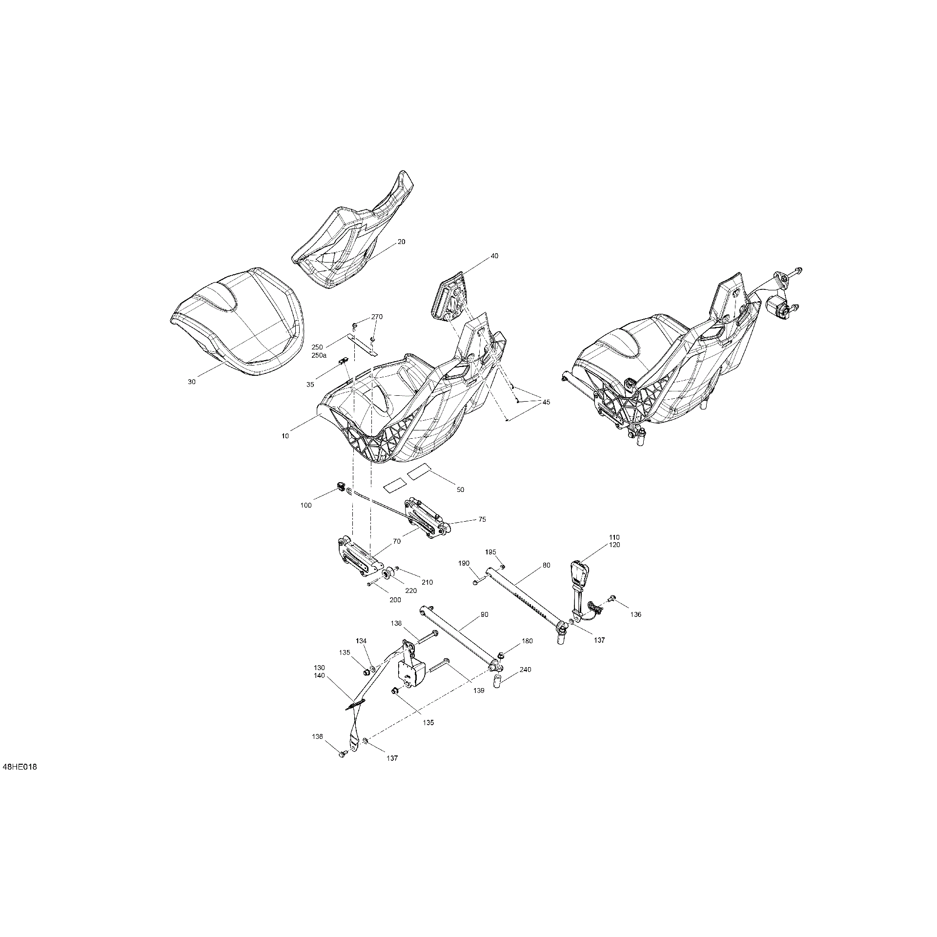 An Image of a Genuine Can-Am Parts Schematic Diagram showing the schematic - BODY - SEAT