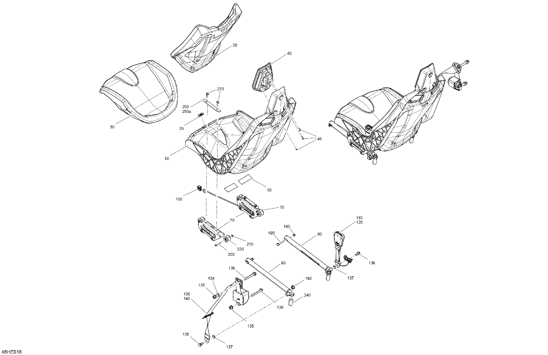 An Image of a Genuine Can-Am Parts Schematic Diagram showing the schematic - BODY - SEAT