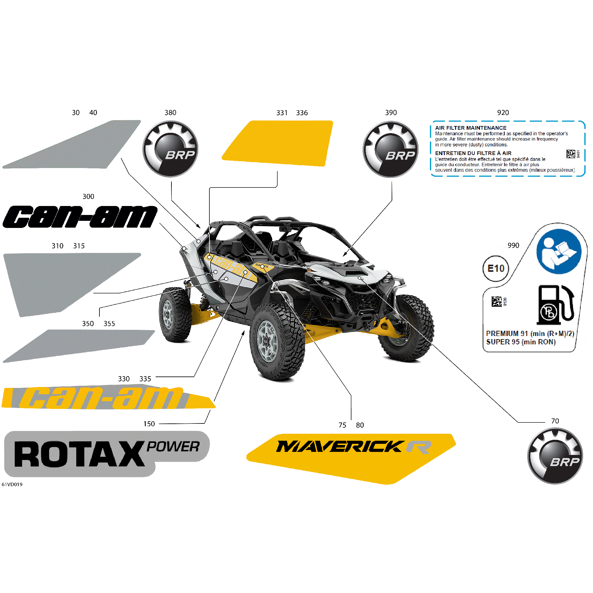 An Image of a Genuine Can-Am Parts Schematic Diagram showing the schematic - BODY - DECALS