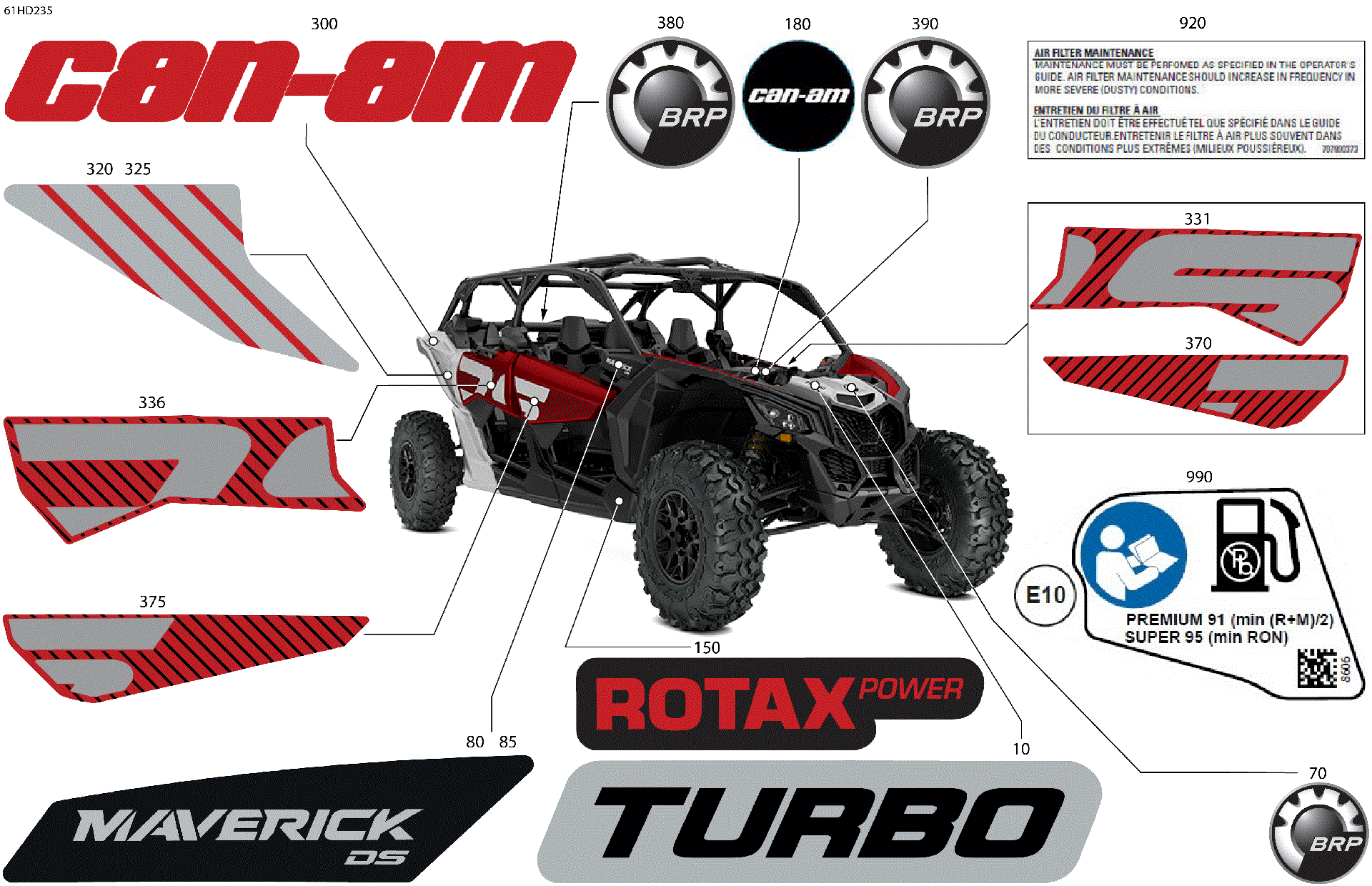An Image of a Genuine Can-Am Parts Schematic Diagram showing the schematic - BODY - DECALS