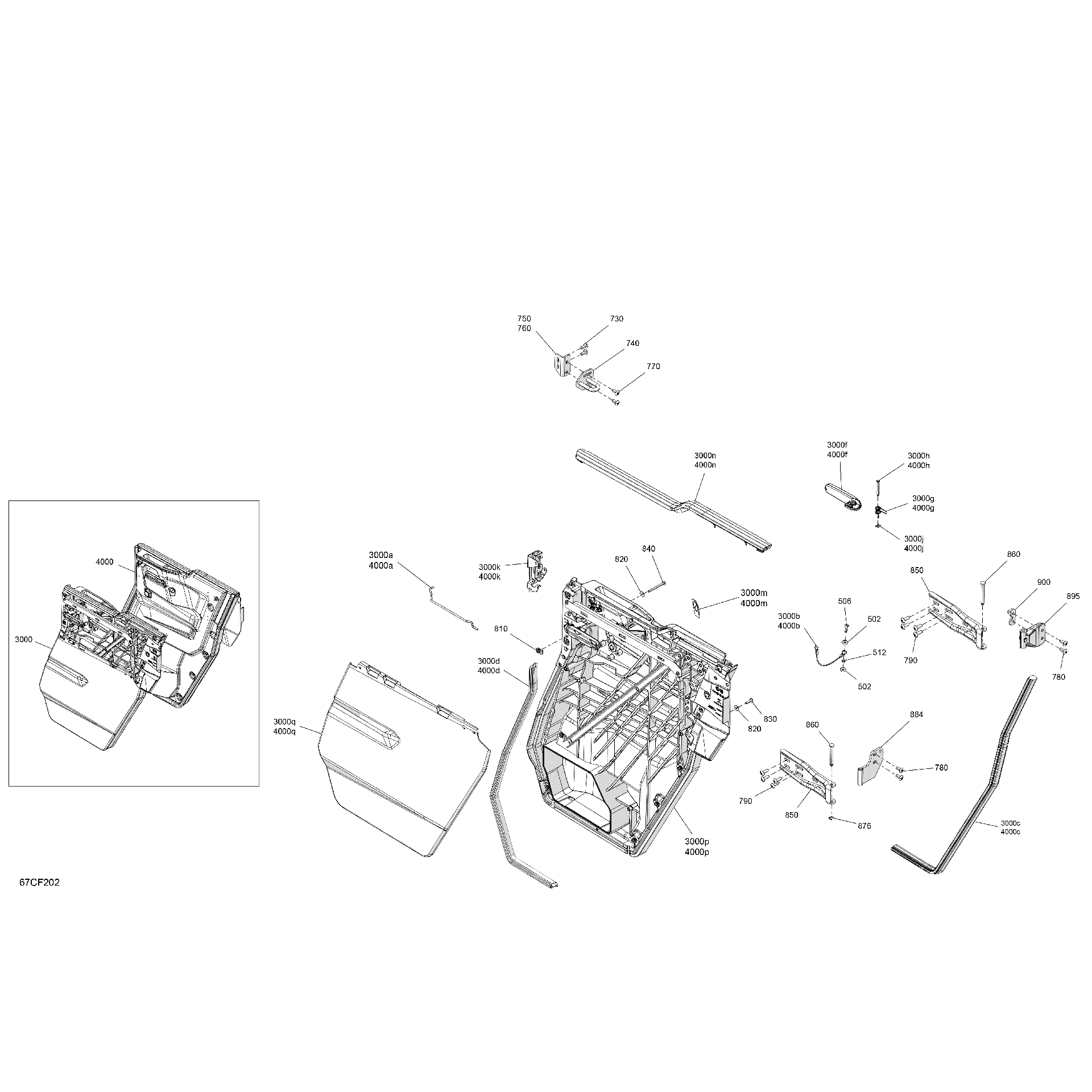 An Image of a Genuine Can-Am Parts Schematic Diagram showing the schematic - ENCLOSURE CAB - REAR DOORS