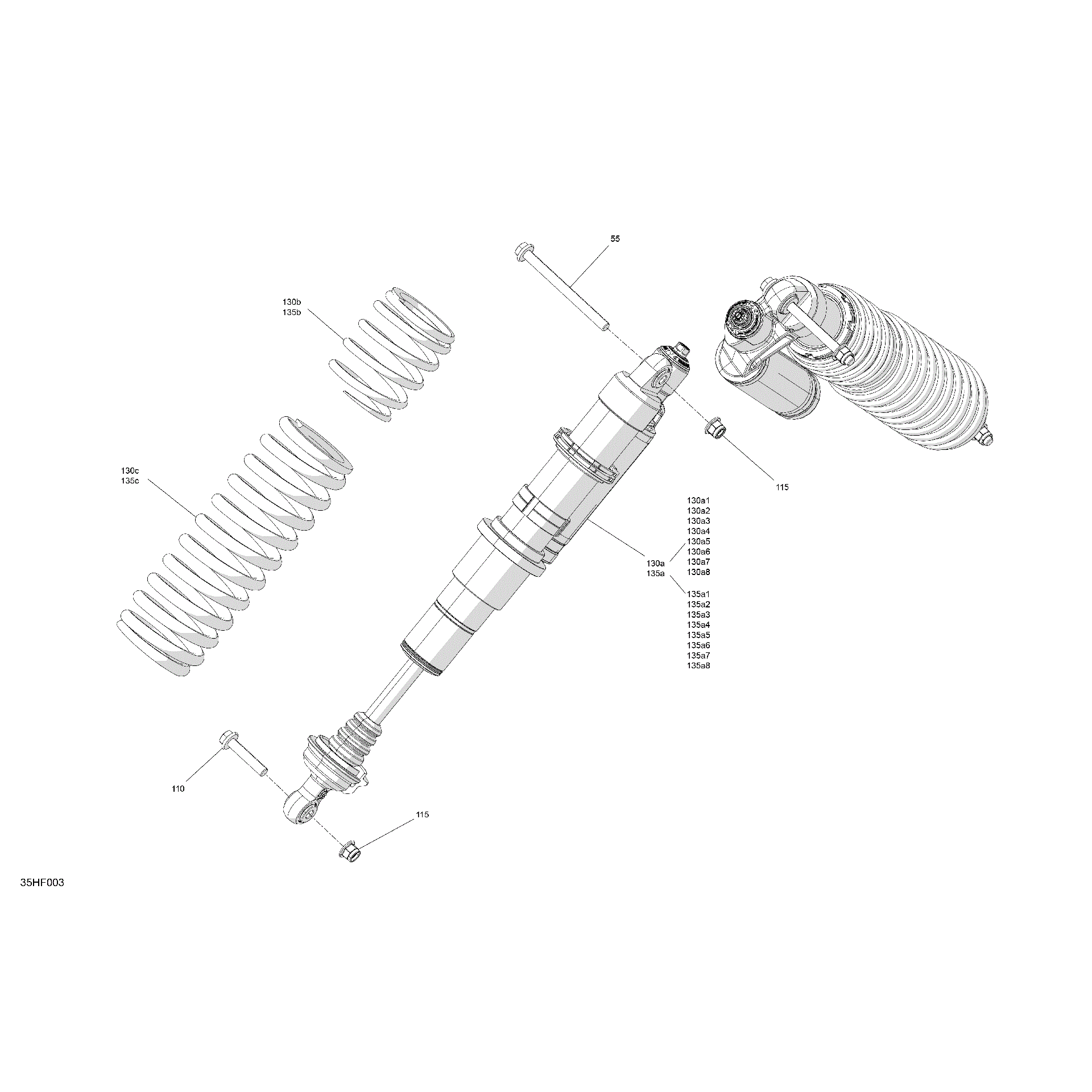 An Image of a Genuine Can-Am Parts Schematic Diagram showing the schematic - SUSPENSION - FRONT SHOCKS