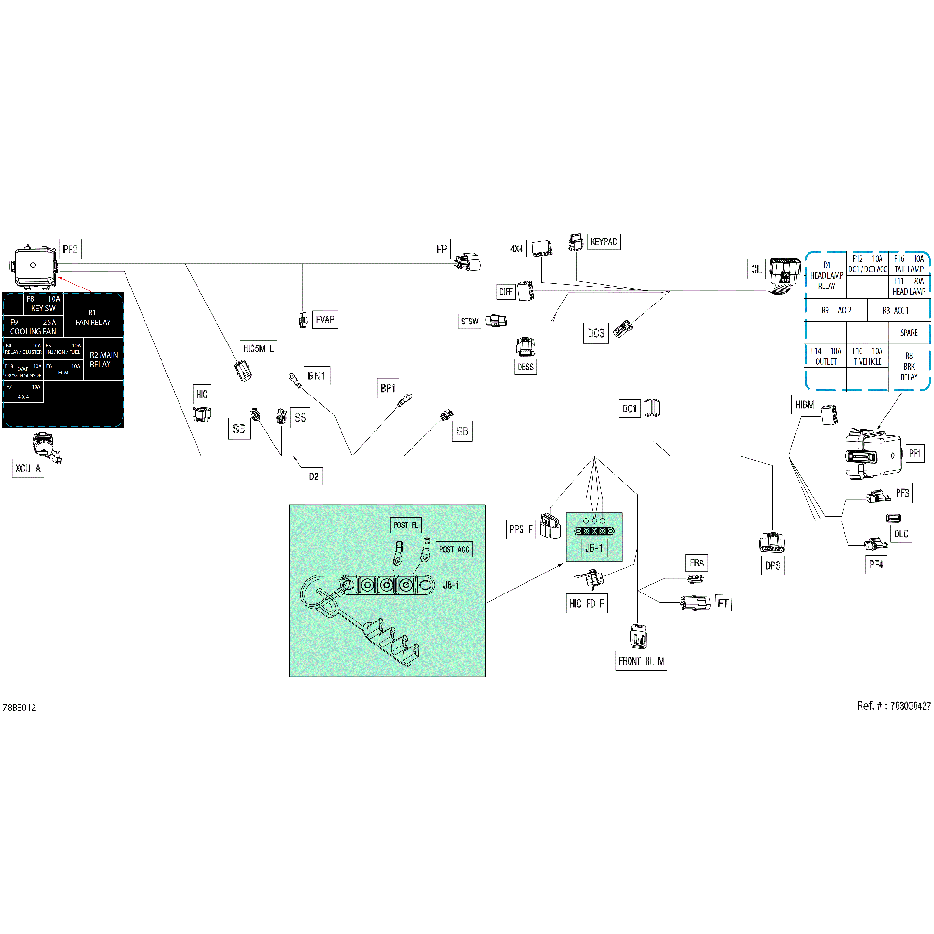 An Image of a Genuine Can-Am Parts Schematic Diagram showing the schematic - ELECTRIC - MAIN HARNESS - 710008815