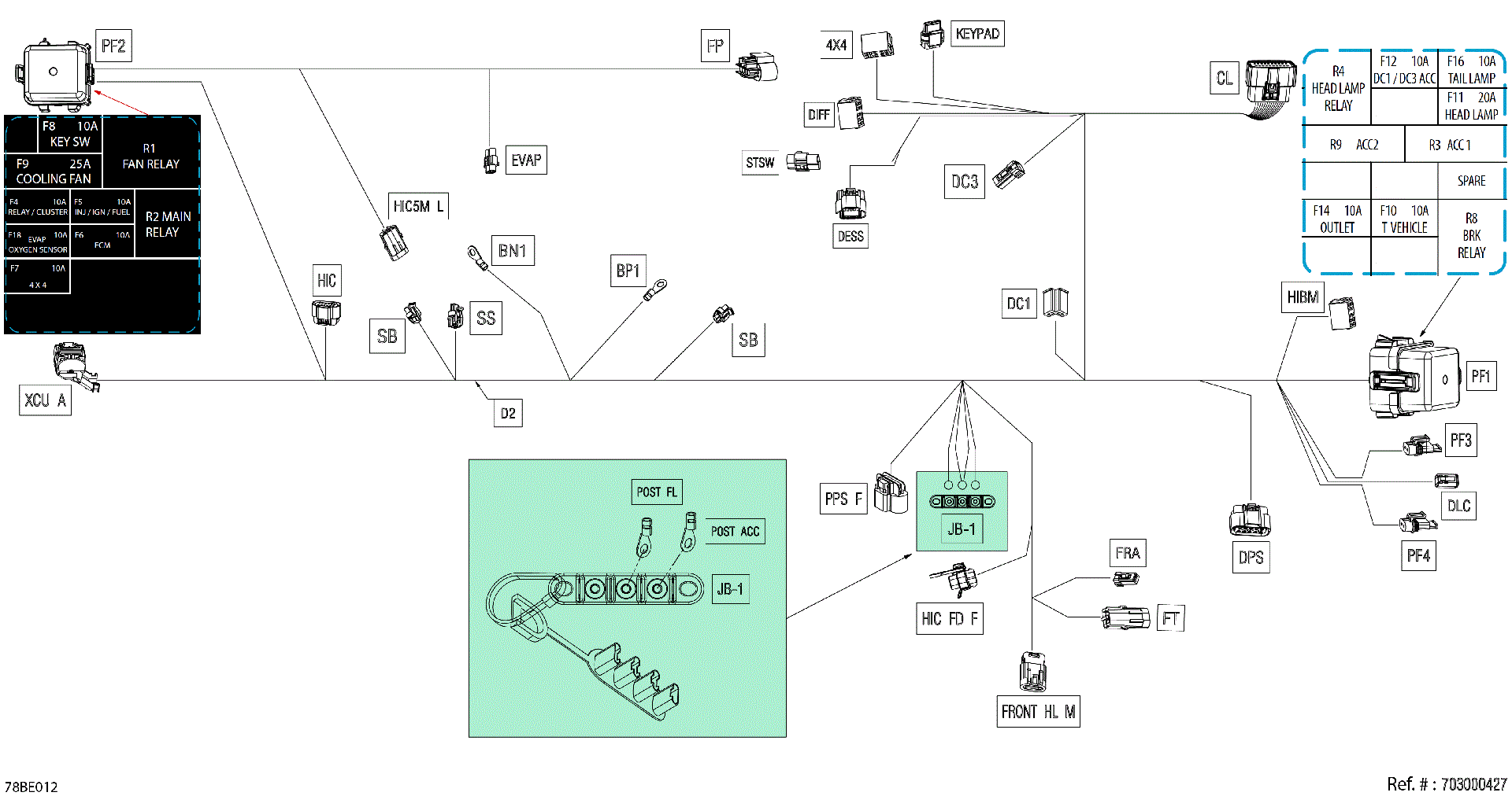 An Image of a Genuine Can-Am Parts Schematic Diagram showing the schematic - ELECTRIC - MAIN HARNESS - 710008815