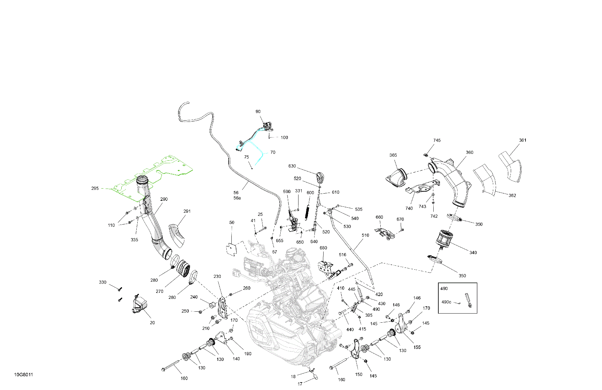 An Image of a Genuine Can-Am Parts Schematic Diagram showing the schematic - ENGINE - SYSTEM
