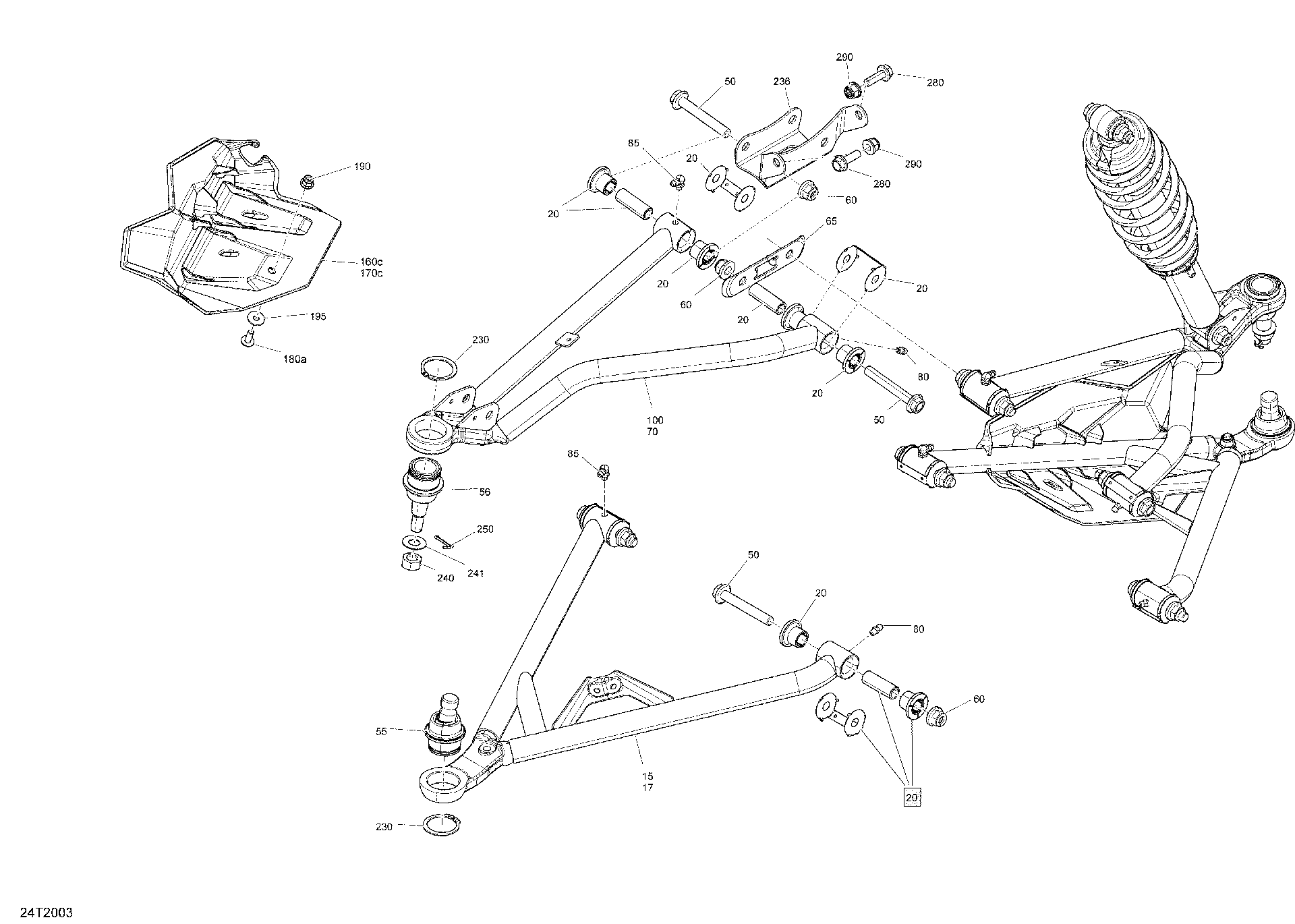 An Image of a Genuine Can-Am Parts Schematic Diagram showing the schematic - FRONT SUSPENSION