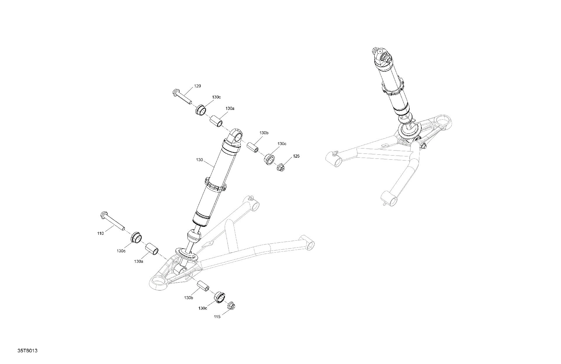 An Image of a Genuine Can-Am Parts Schematic Diagram showing the schematic - SUSPENSION - FRONT SHOCKS