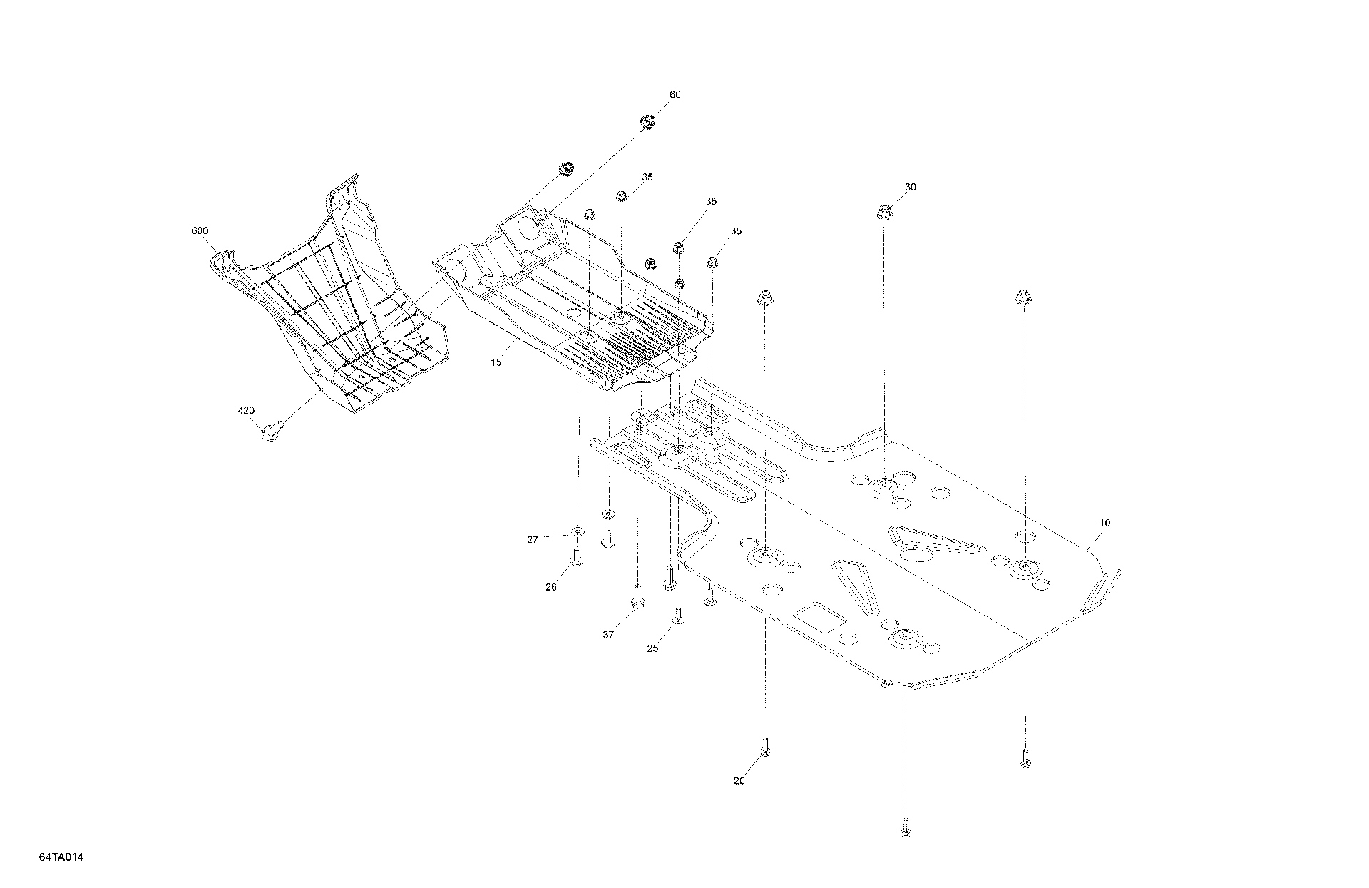 An Image of a Genuine Can-Am Parts Schematic Diagram showing the schematic - BODY - SKID PLATE - X XC