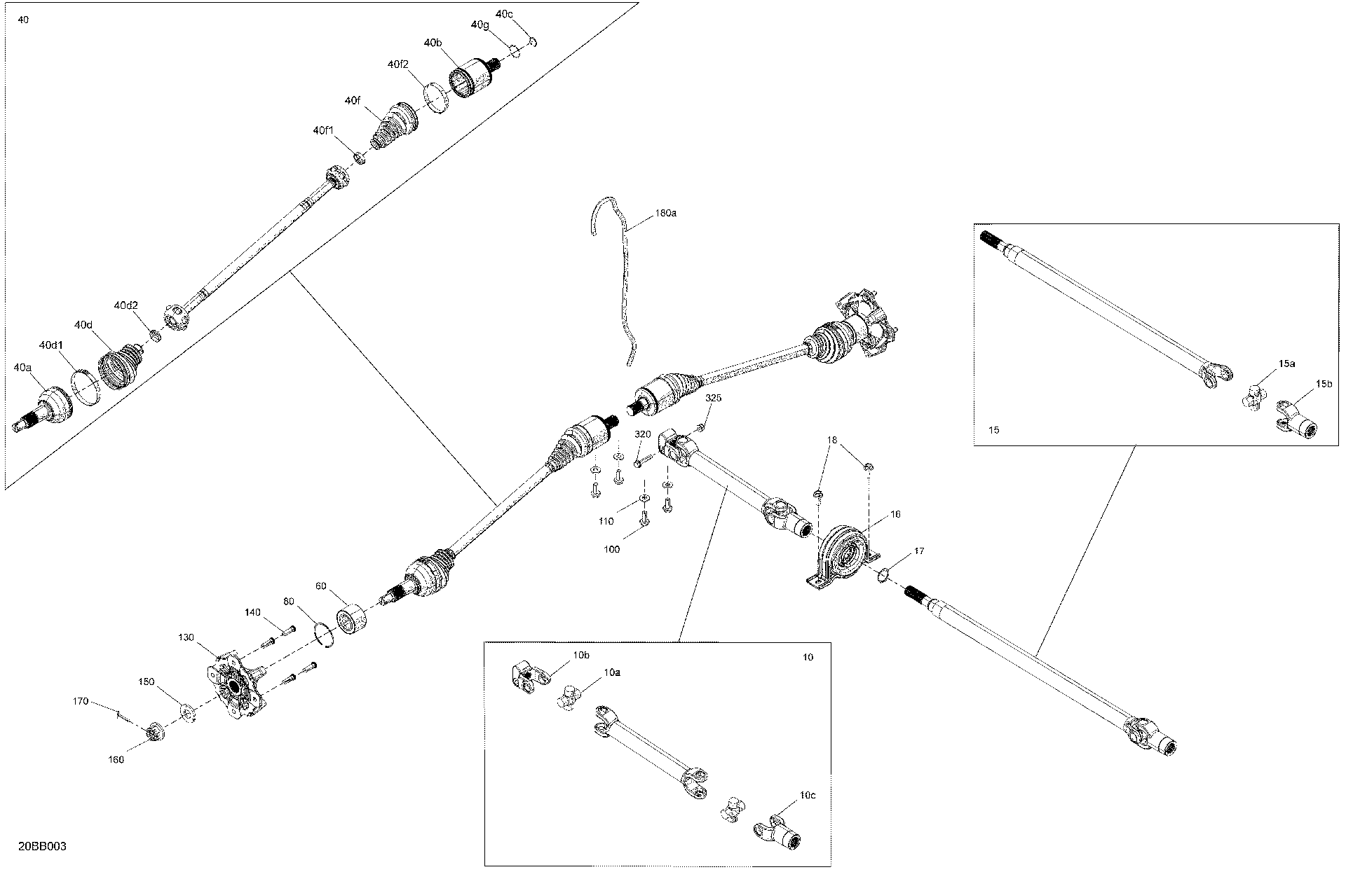 An Image of a Genuine Can-Am Parts Schematic Diagram showing the schematic - DRIVE - FRONT - COMMON PARTS