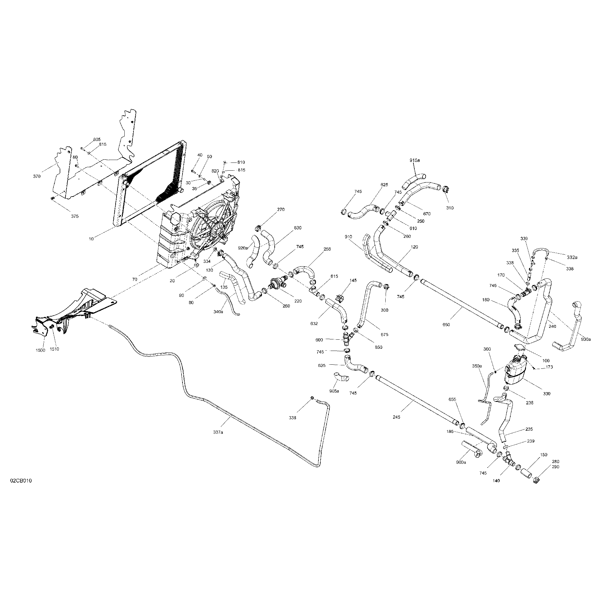 An Image of a Genuine Can-Am Parts Schematic Diagram showing the schematic - ENGINE - COOLING