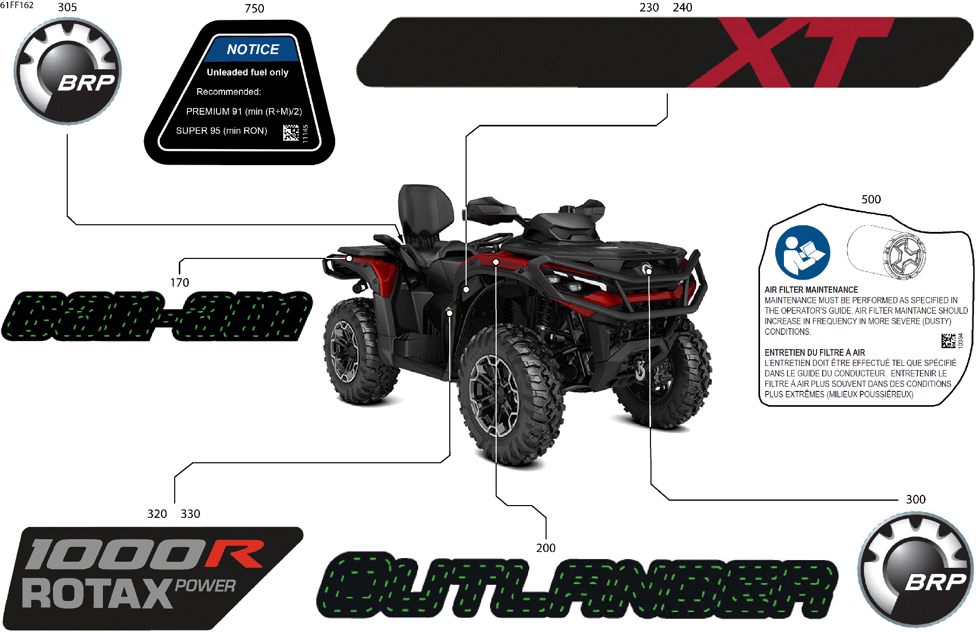 An Image of a Genuine Can-Am Parts Schematic Diagram showing the schematic - BODY - FEATURE DECALS