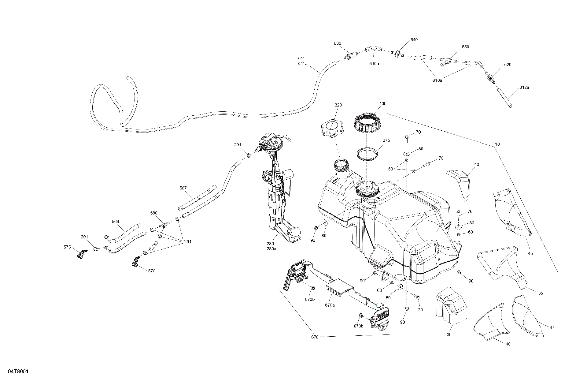 An Image of a Genuine Can-Am Parts Schematic Diagram showing the schematic - ENGINE - FUEL