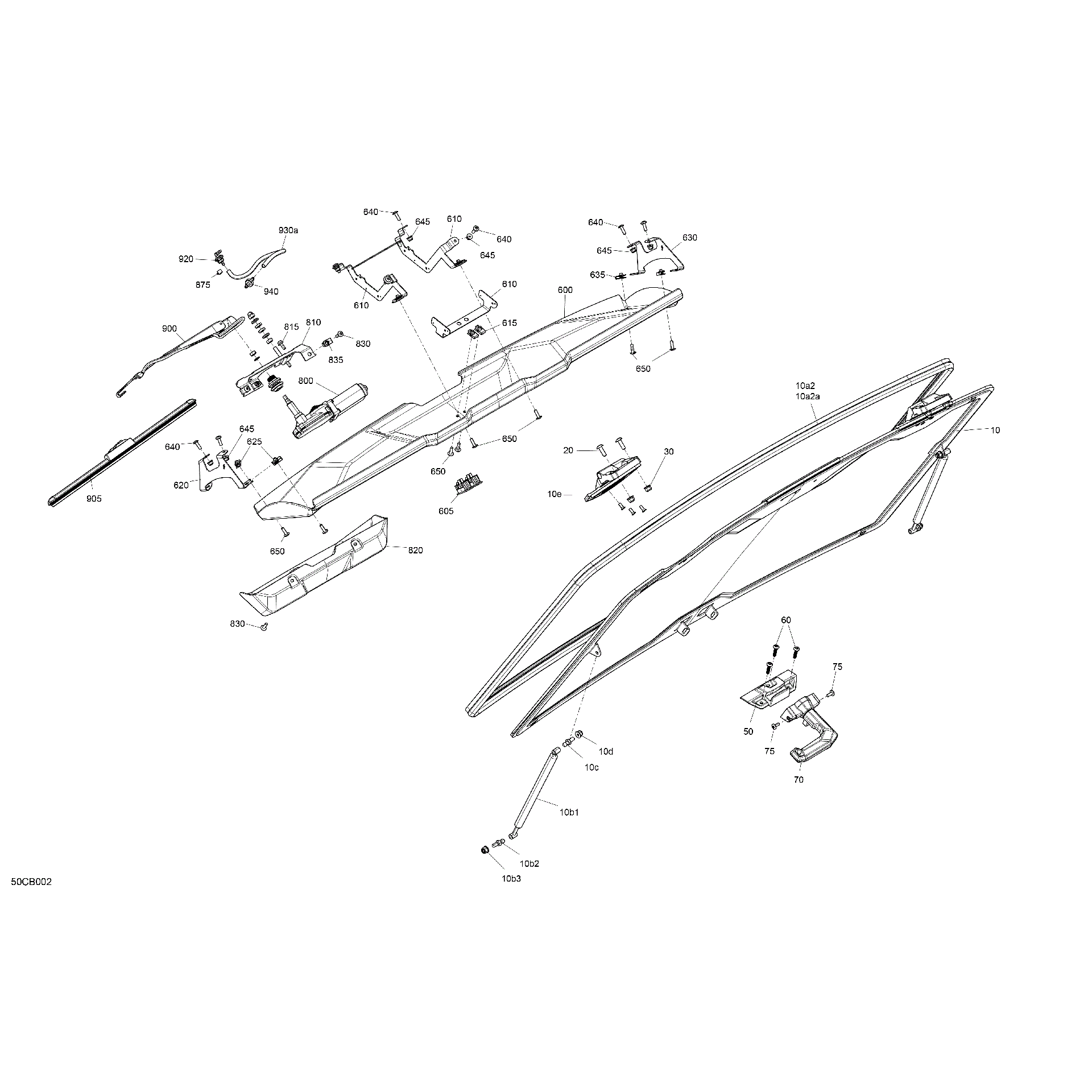 An Image of a Genuine Can-Am Parts Schematic Diagram showing the schematic - BODY - WINDSHIELD