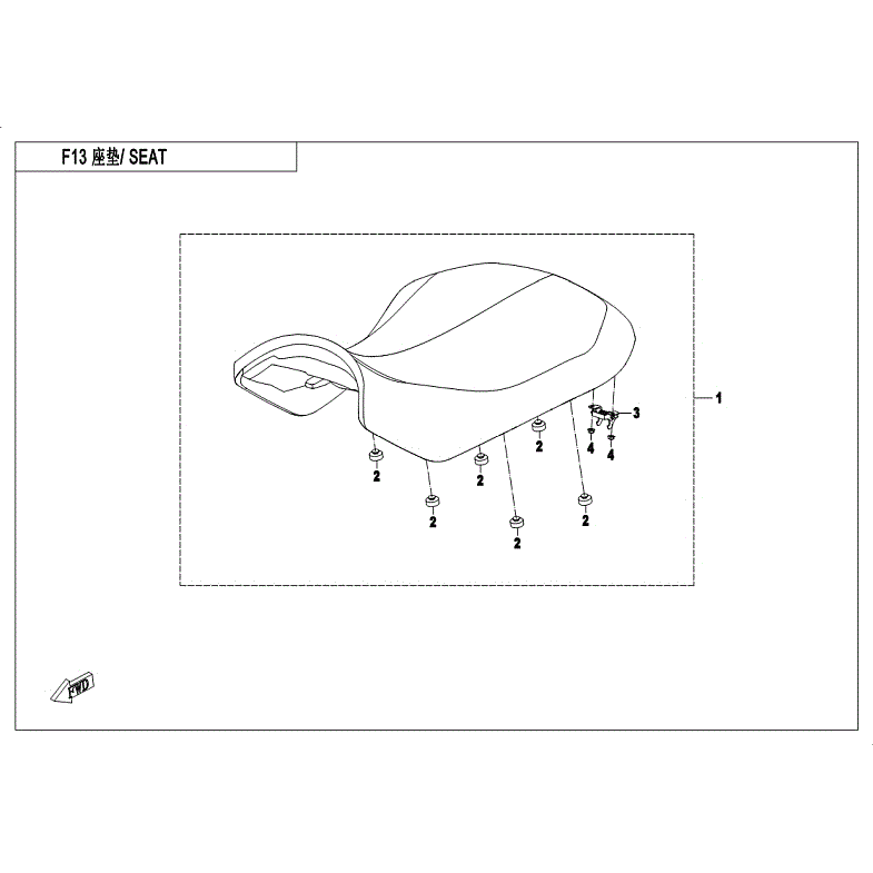 An Image of a genuine CFMOTO Parts Schematic Diagram showing the group - SEAT - 2018 CFMOTO CFORCE 400