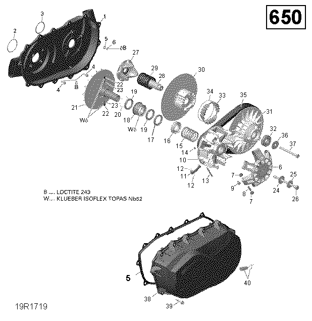 An Image of a Genuine Can-Am Parts Schematic Diagram showing the schematic - TRANSMISSION - 650 EFI