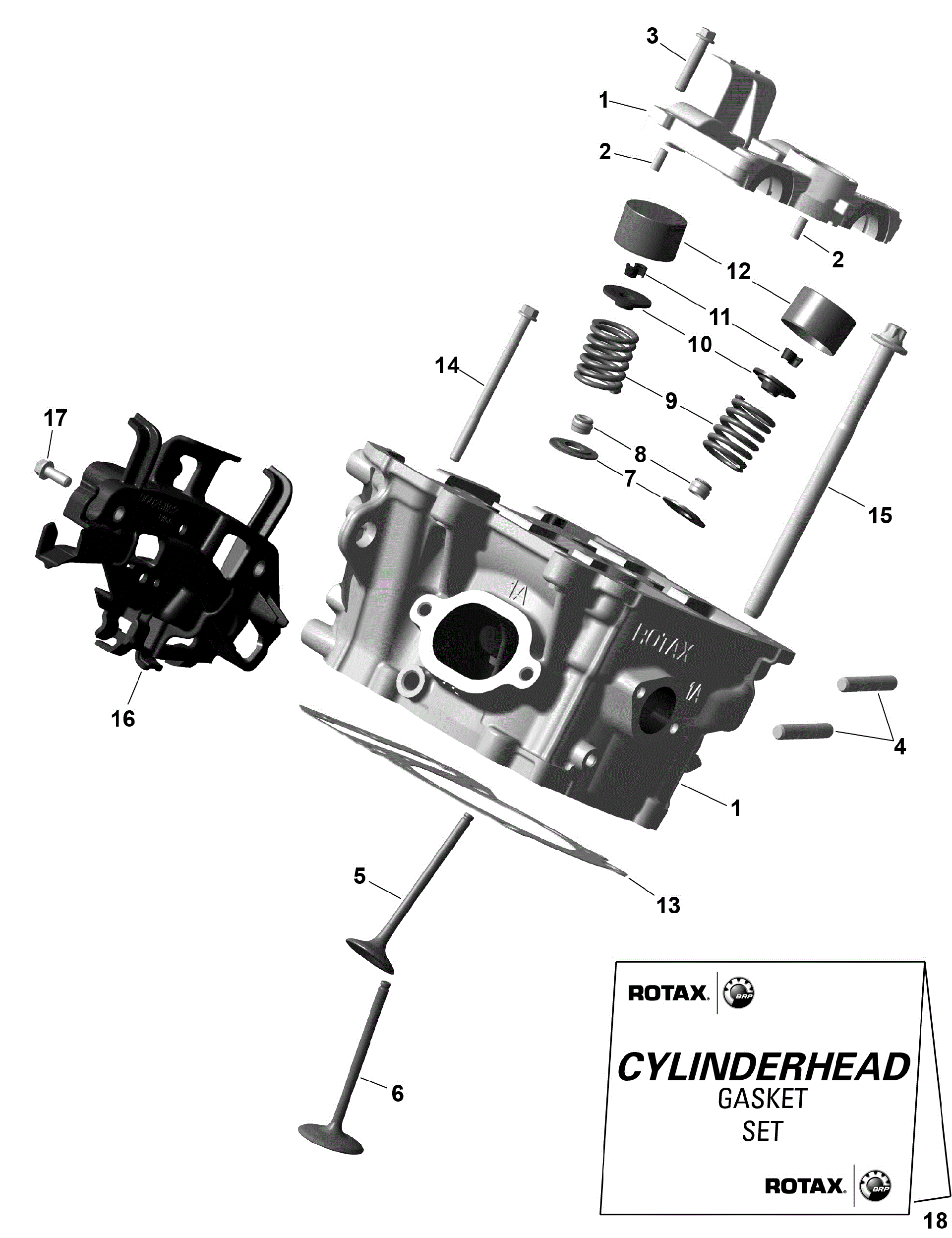 An Image of a Genuine Can-Am Parts Schematic Diagram showing the schematic - ROTAX - CYLINDER HEAD