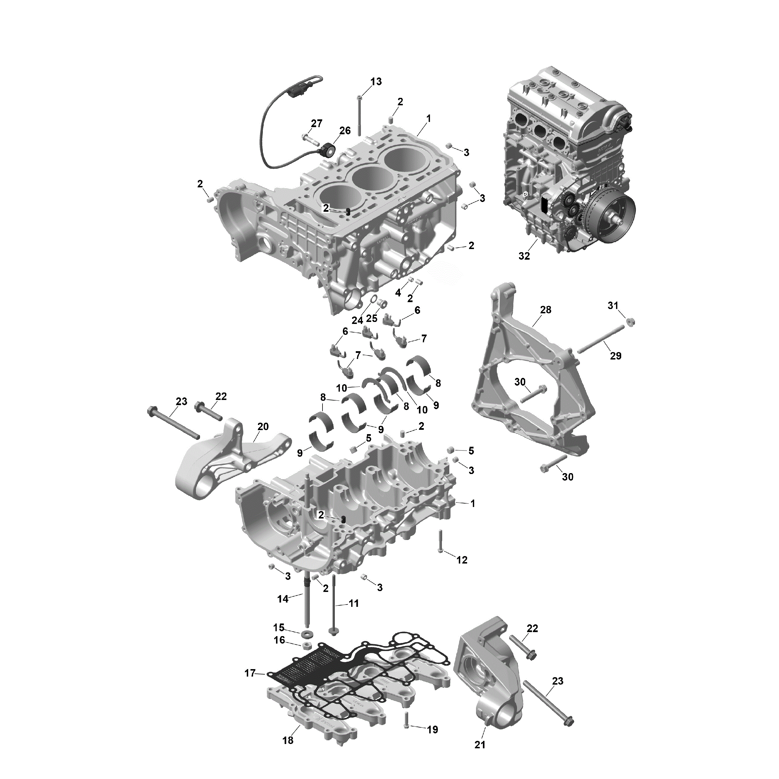An Image of a Genuine Can-Am Parts Schematic Diagram showing the schematic - ROTAX - CRANKCASE