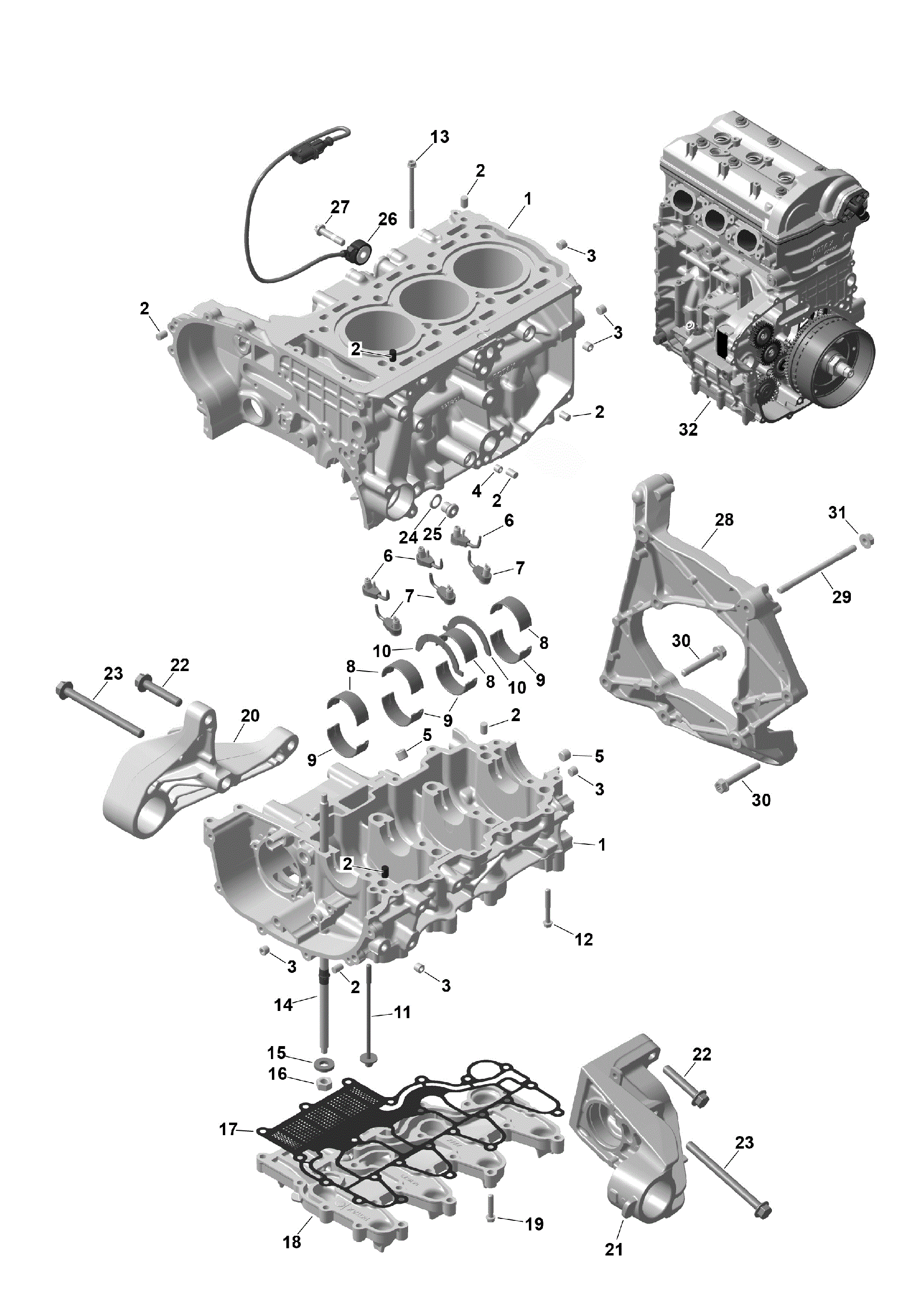 An Image of a Genuine Can-Am Parts Schematic Diagram showing the schematic - ROTAX - CRANKCASE