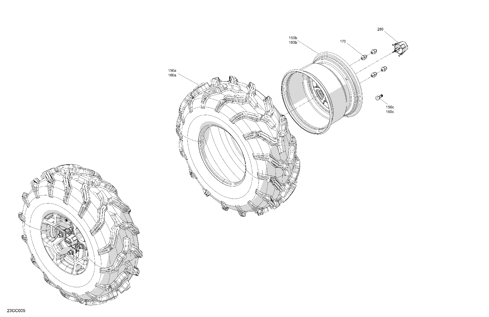 An Image of a Genuine Can-Am Parts Schematic Diagram showing the schematic - DRIVE - REAR WHEELS