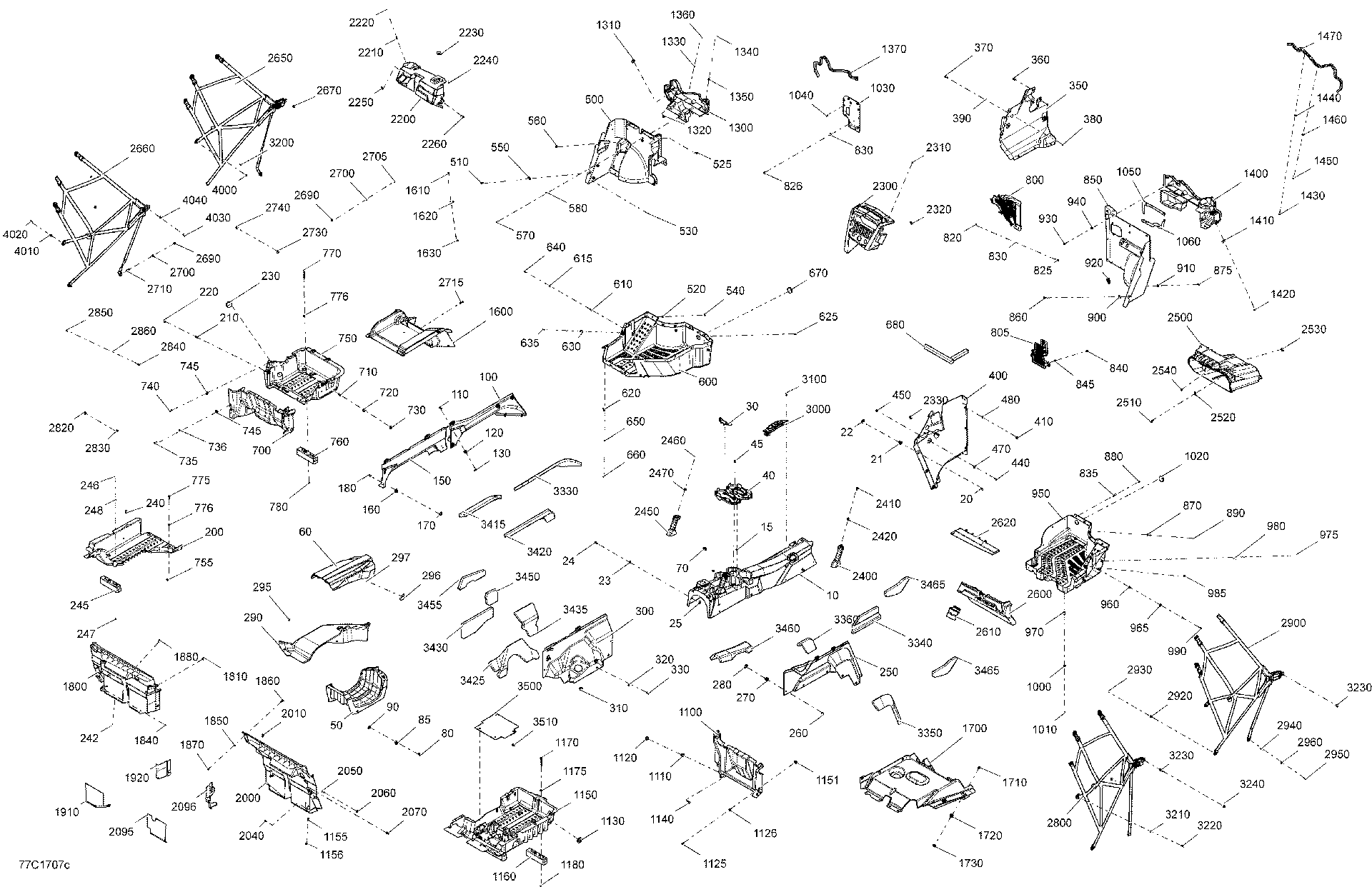 An Image of a Genuine Can-Am Parts Schematic Diagram showing the schematic - CAB INTERIOR - EXCEPT PACKAGE X MR