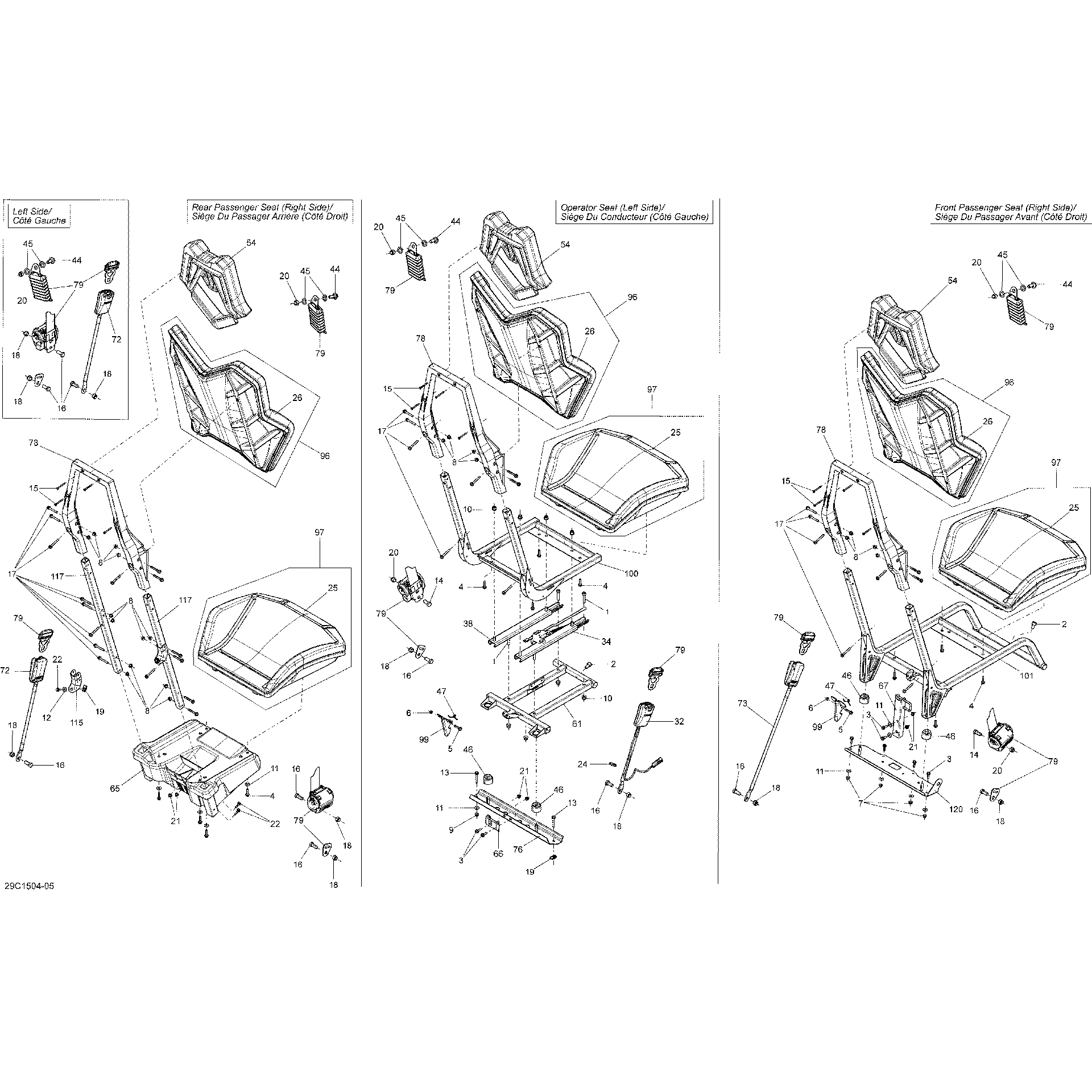 An Image of a Genuine Can-Am Parts Schematic Diagram showing the schematic - SEAT _29C1504