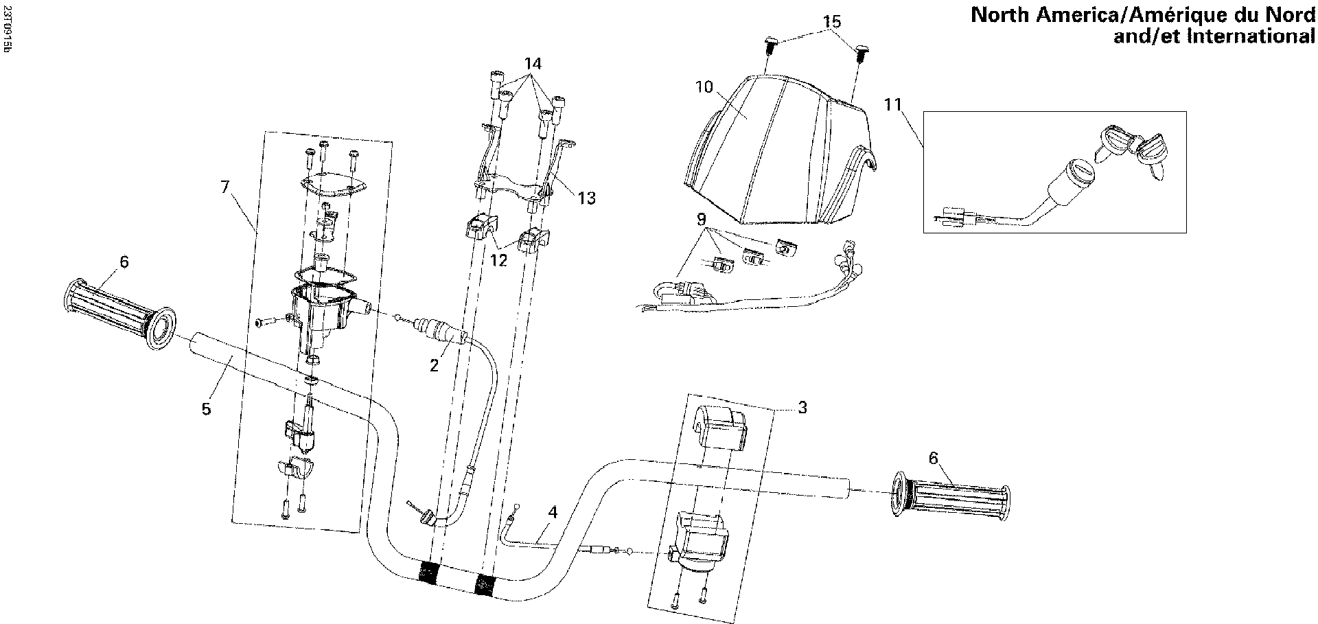 An Image of a Genuine Can-Am Parts Schematic Diagram showing the schematic - HANDLEBAR  