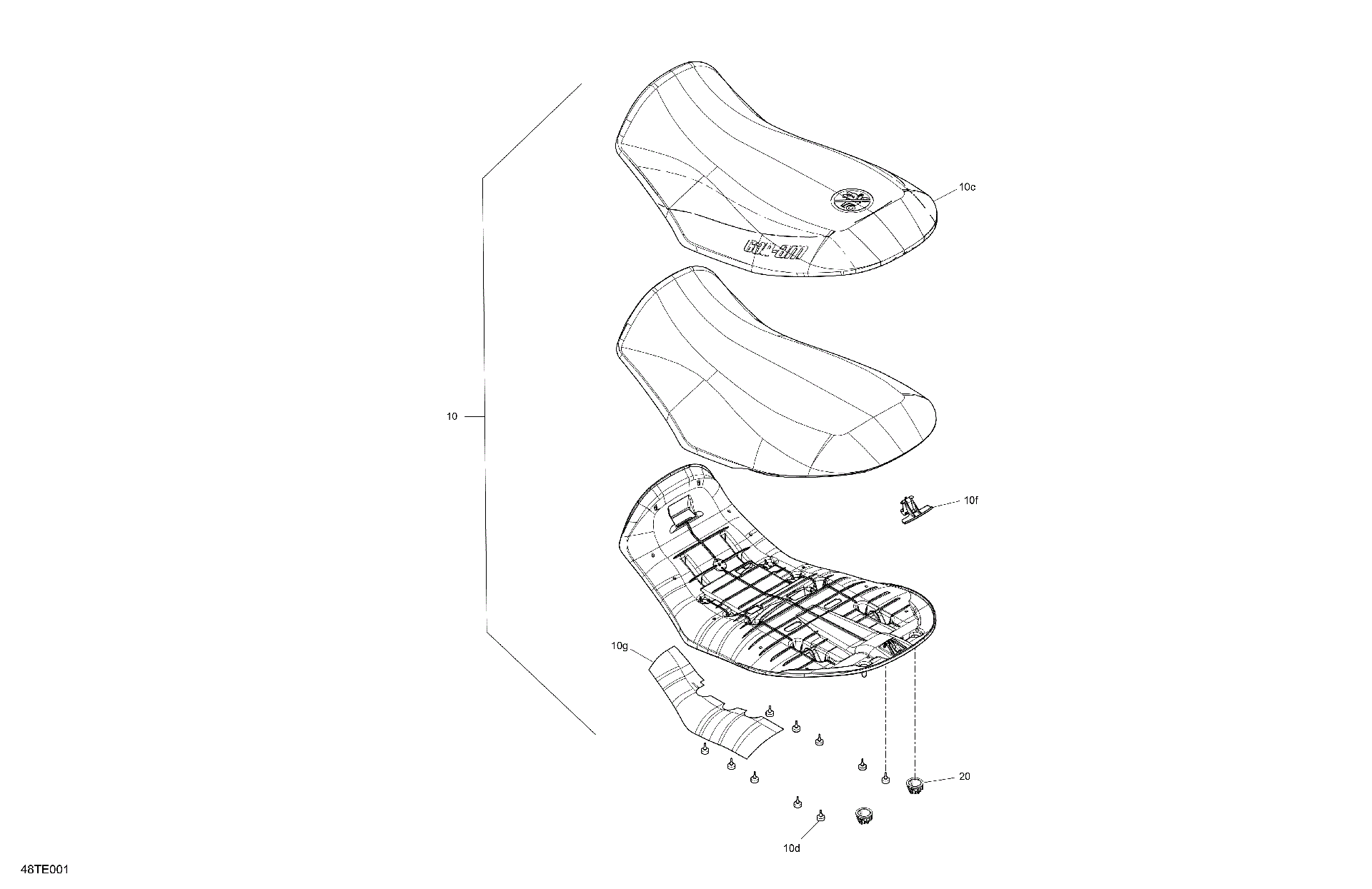 An Image of a Genuine Can-Am Parts Schematic Diagram showing the schematic - BODY - SEAT