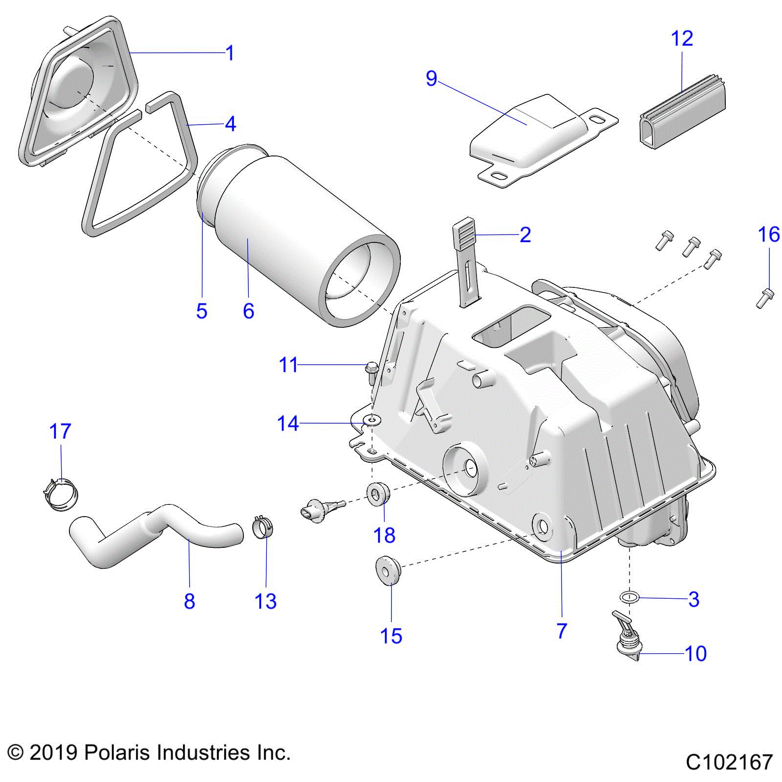 An Image of a Genuine Polaris Parts Schematic Diagram showing the schematic - ENGINE: AIR INTAKE - 2020 POLARIS SPORTSMAN 850 / LE 48"