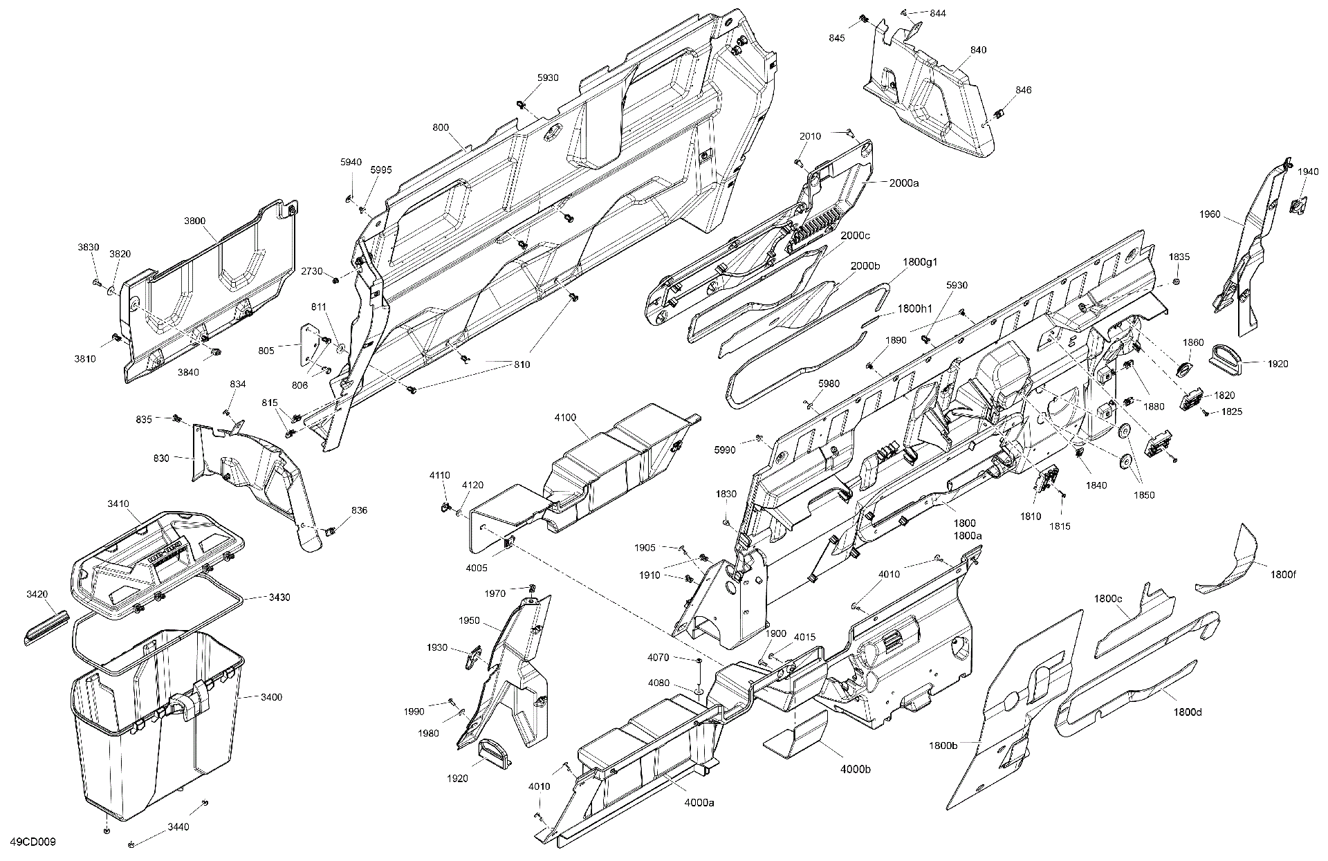 An Image of a Genuine Can-Am Parts Schematic Diagram showing the schematic - CAB INTERIOR - BACK WALL