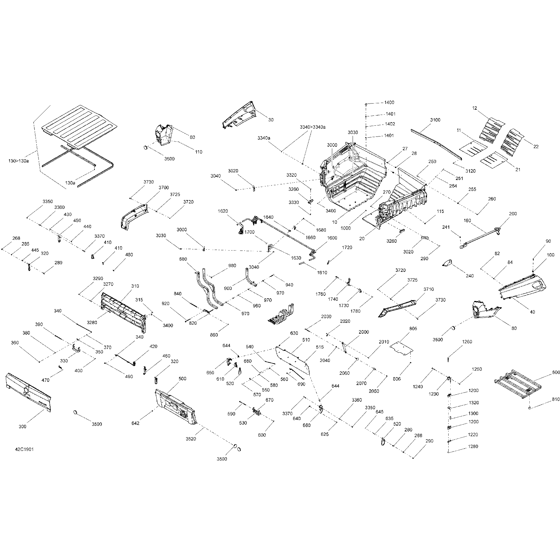 An Image of a Genuine Can-Am Parts Schematic Diagram showing the schematic - REAR CARGO BOX