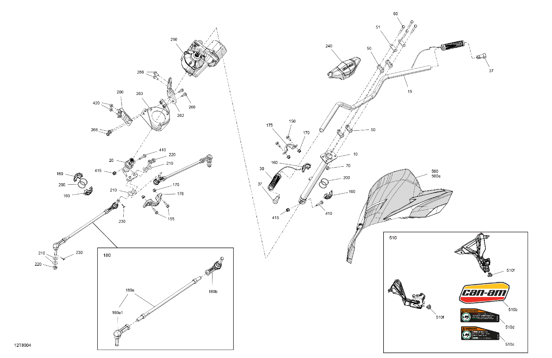 An Image of a Genuine Can-Am Parts Schematic Diagram showing the schematic - MECHANIC - STEERING