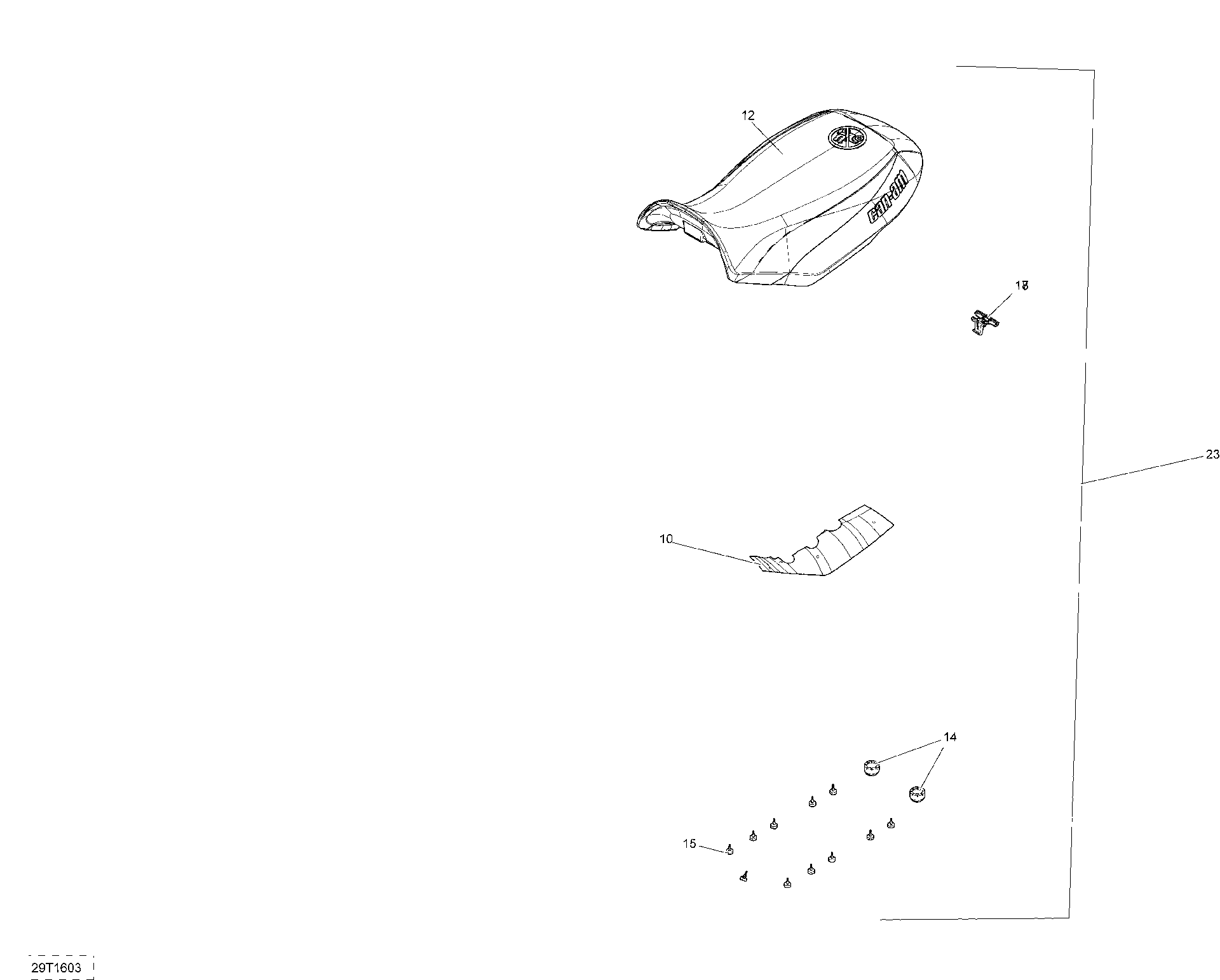 An Image of a Genuine Can-Am Parts Schematic Diagram showing the schematic - SEAT