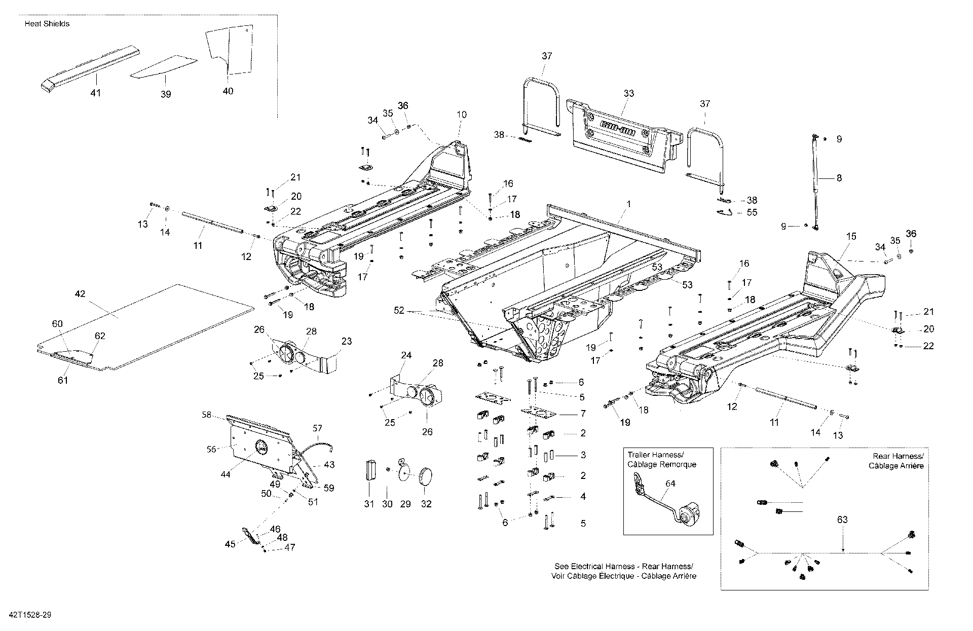 An Image of a Genuine Can-Am Parts Schematic Diagram showing the schematic - REAR CARGO BOX _42T1528