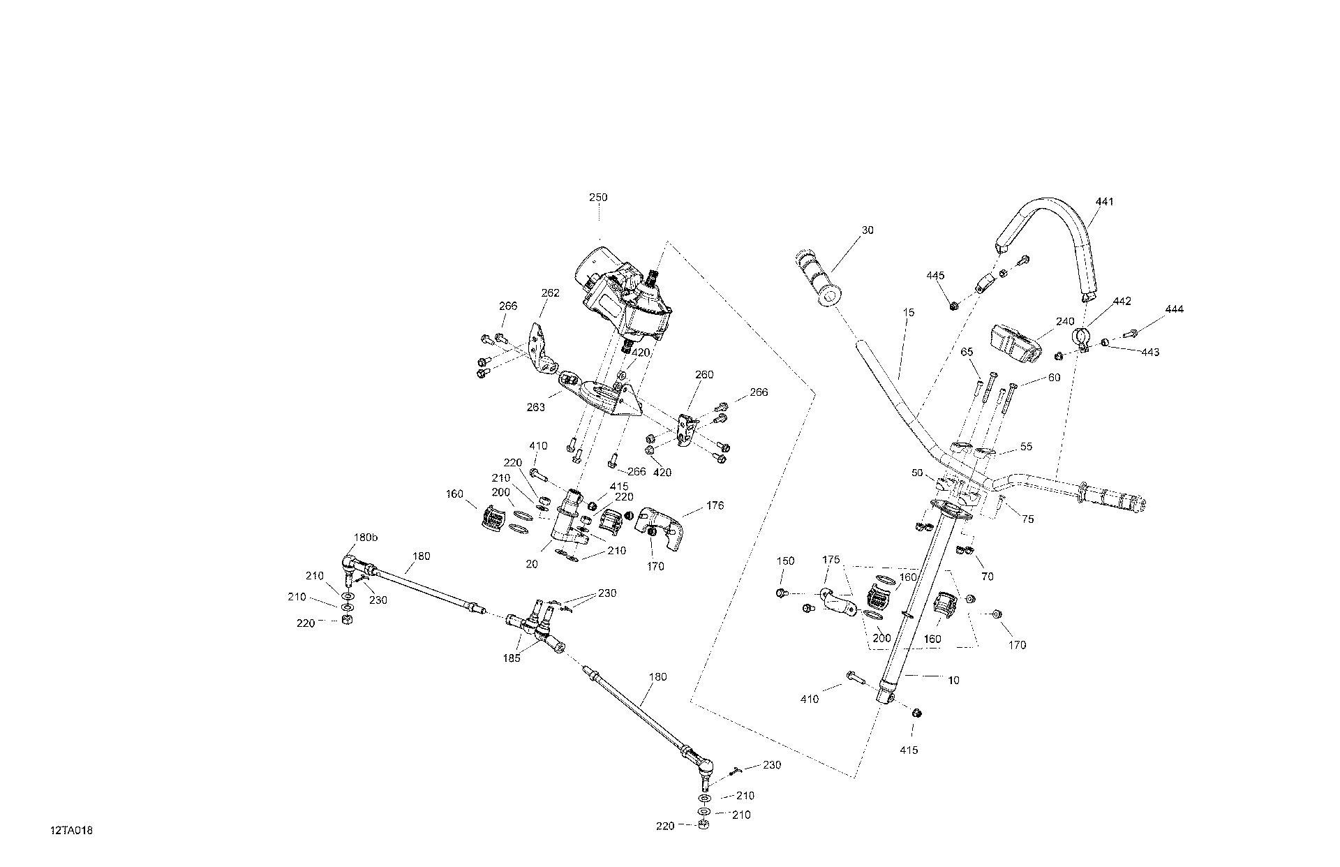 An Image of a Genuine Can-Am Parts Schematic Diagram showing the schematic - MECHANIC - STEERING